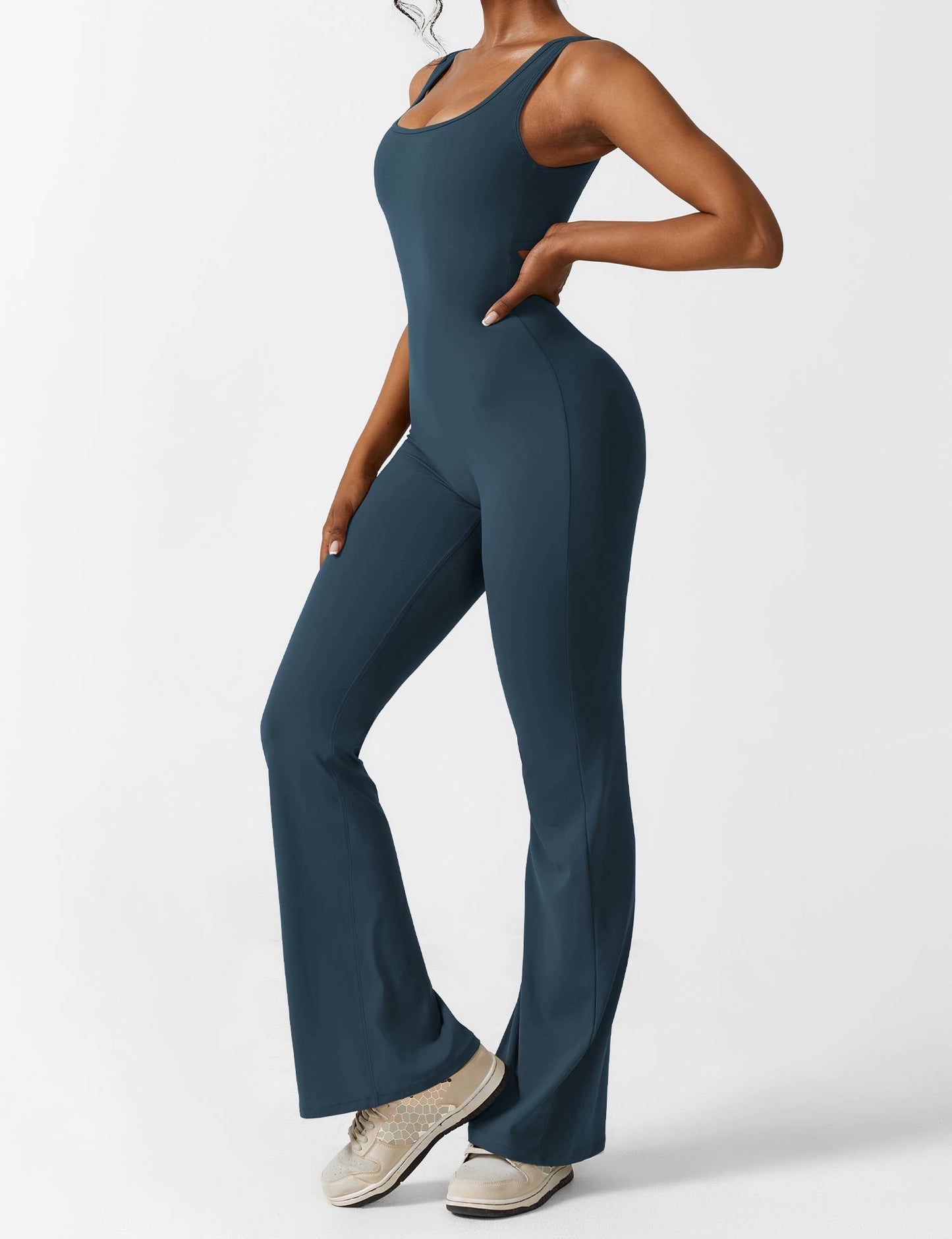Tebeary V-Back Flared Jumpsuit