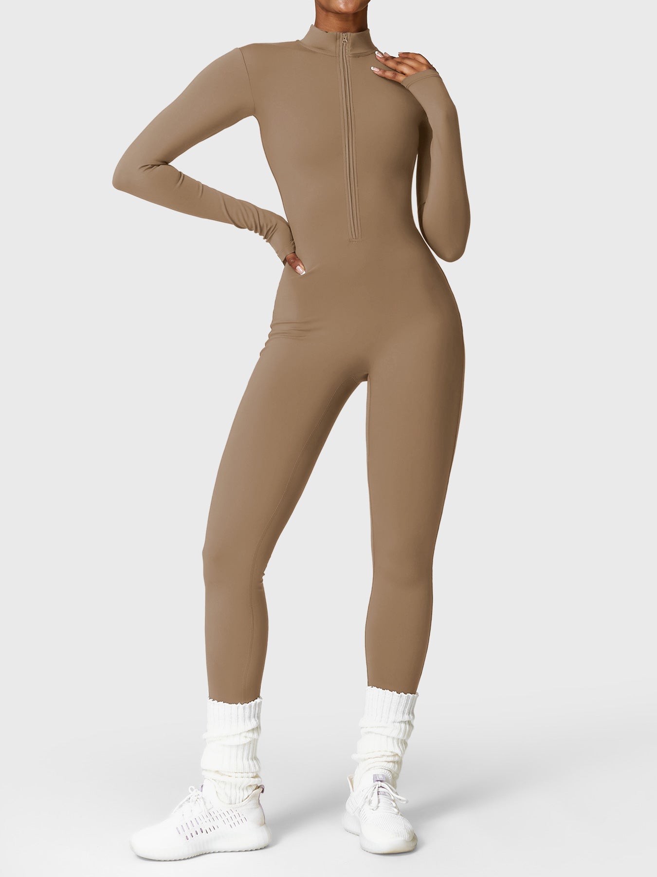 Tebeary Issa Fleece Long Sleeve Zipper Jumpsuit