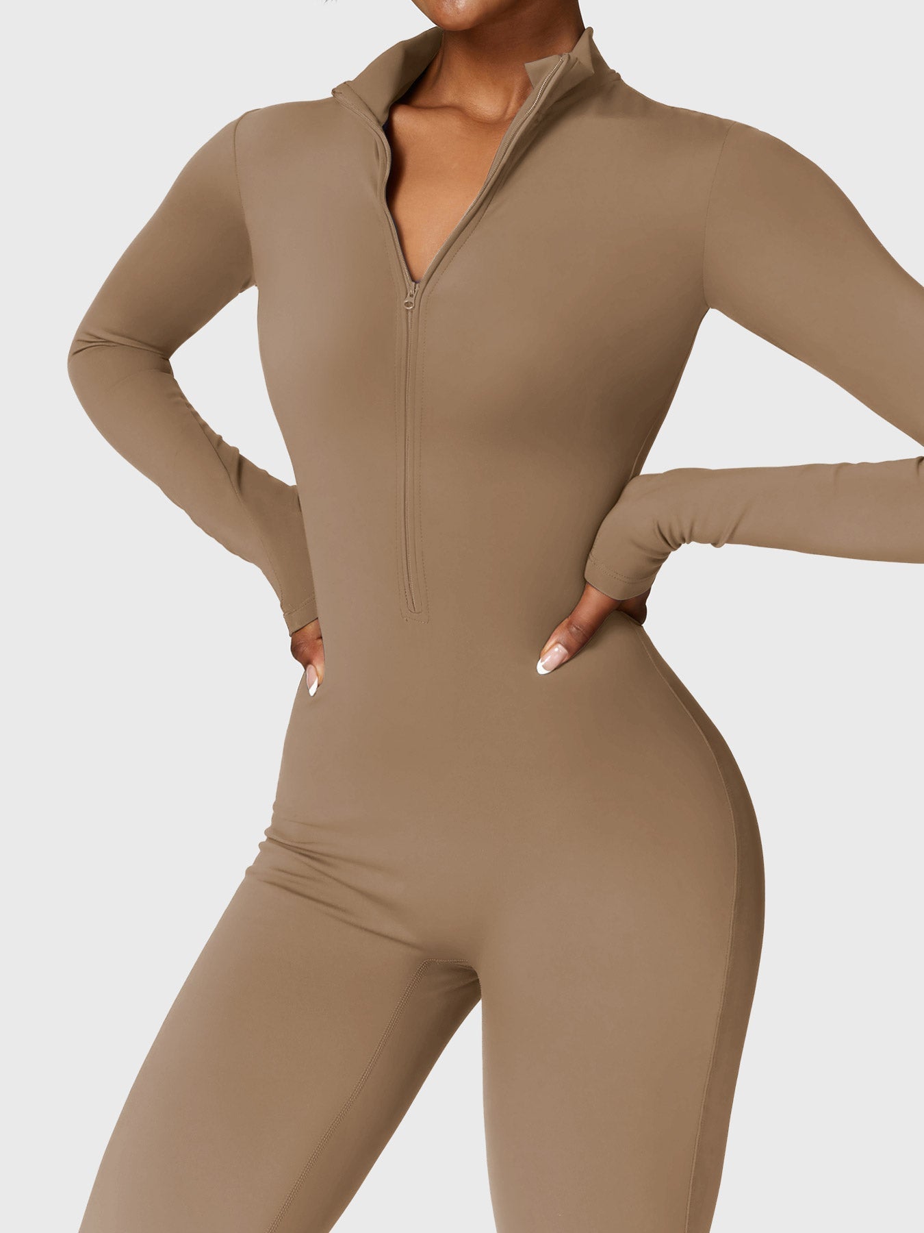 Tebeary Issa Fleece Long Sleeve Zipper Jumpsuit