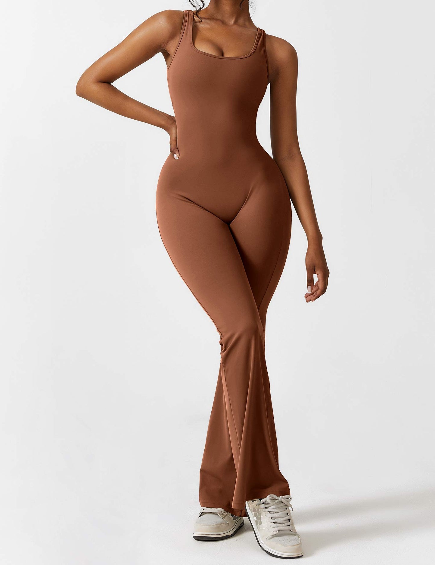 Tebeary V-Back Flared Jumpsuit