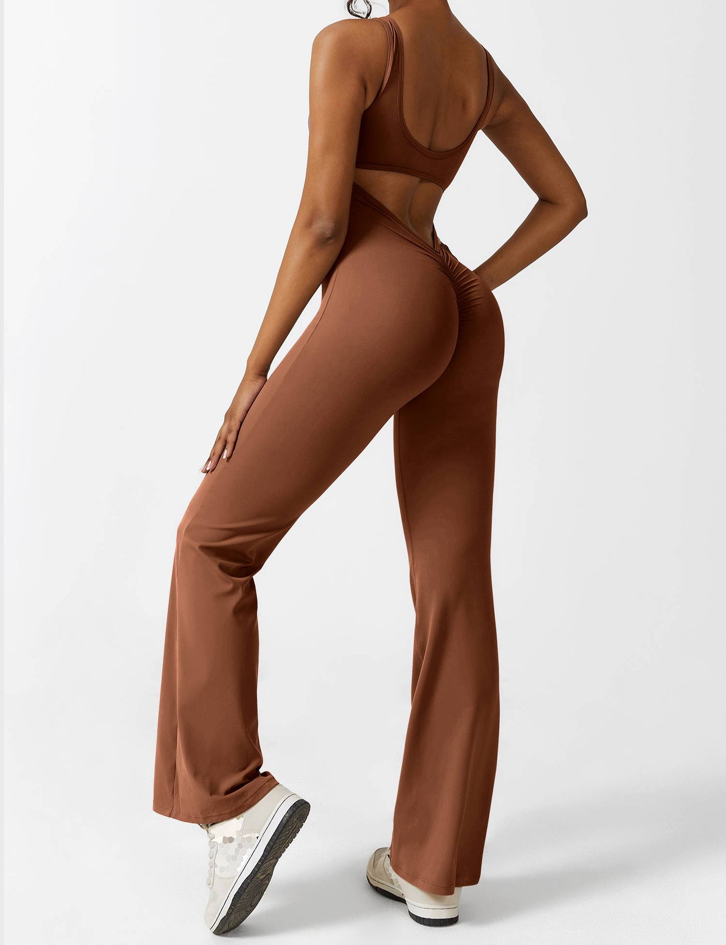 Tebeary V-Back Flared Jumpsuit