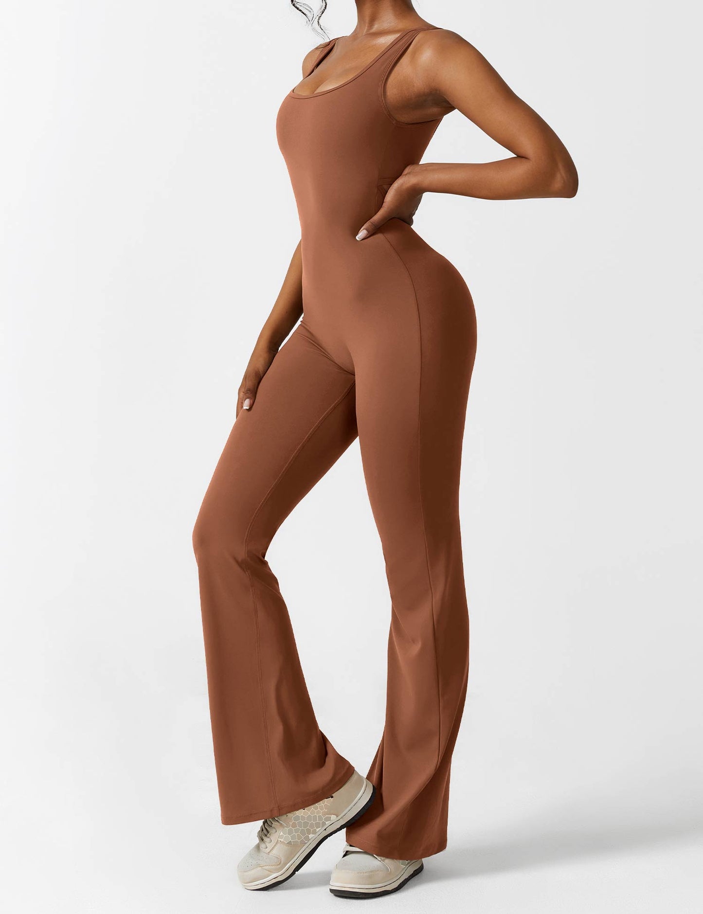 Tebeary V-Back Flared Jumpsuit