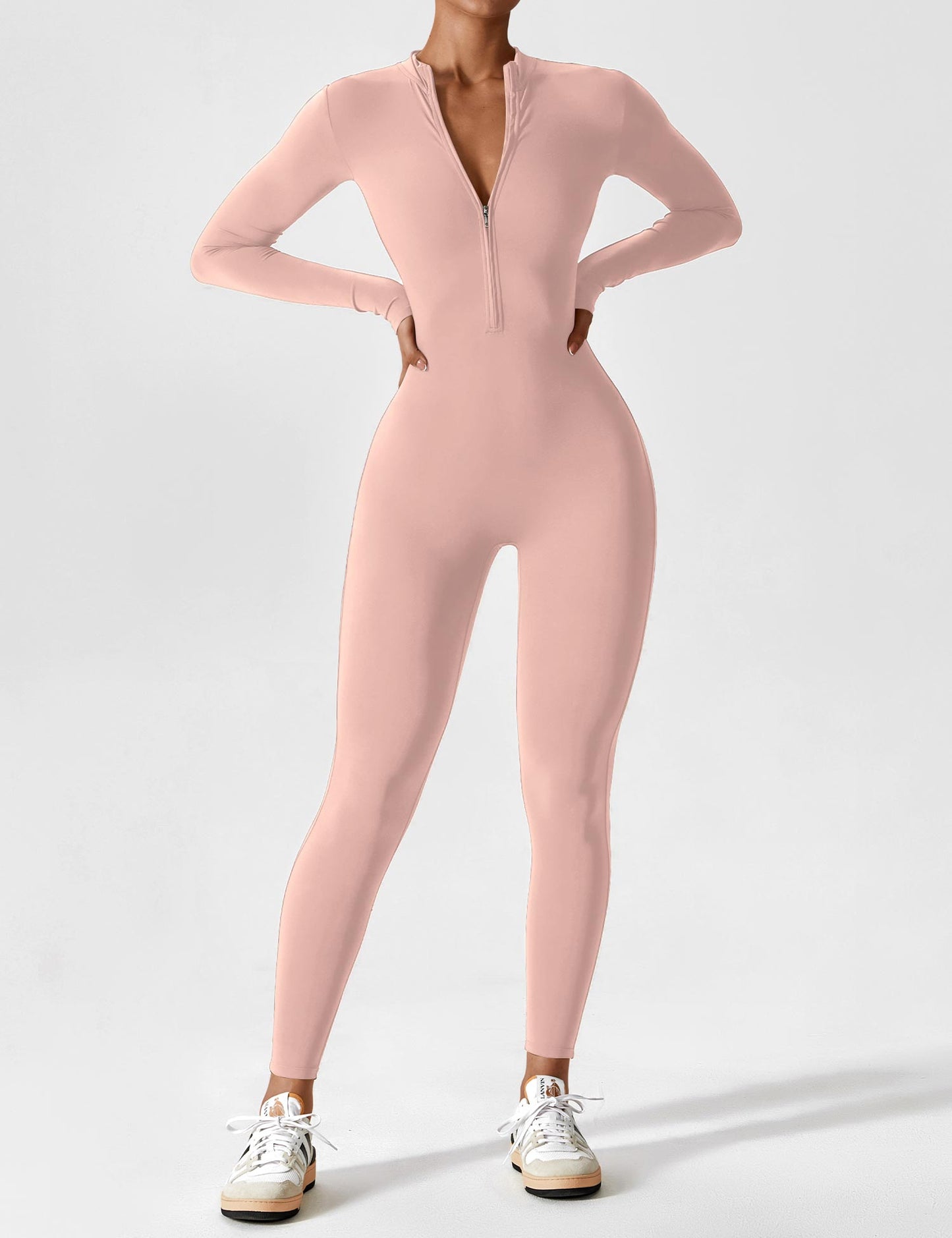 Tebeary Long Sleeve/ Short Sleeve Zipper Jumpsuit