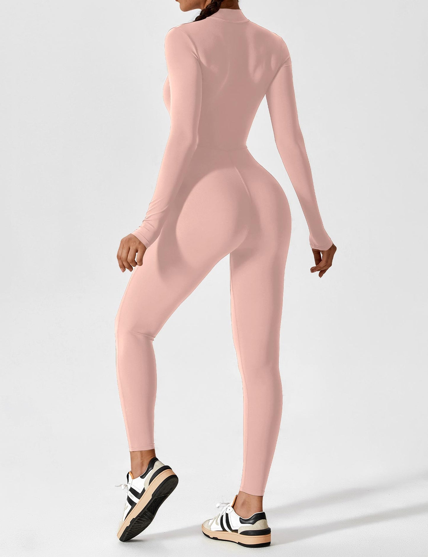 Tebeary Long Sleeve/ Short Sleeve Zipper Jumpsuit