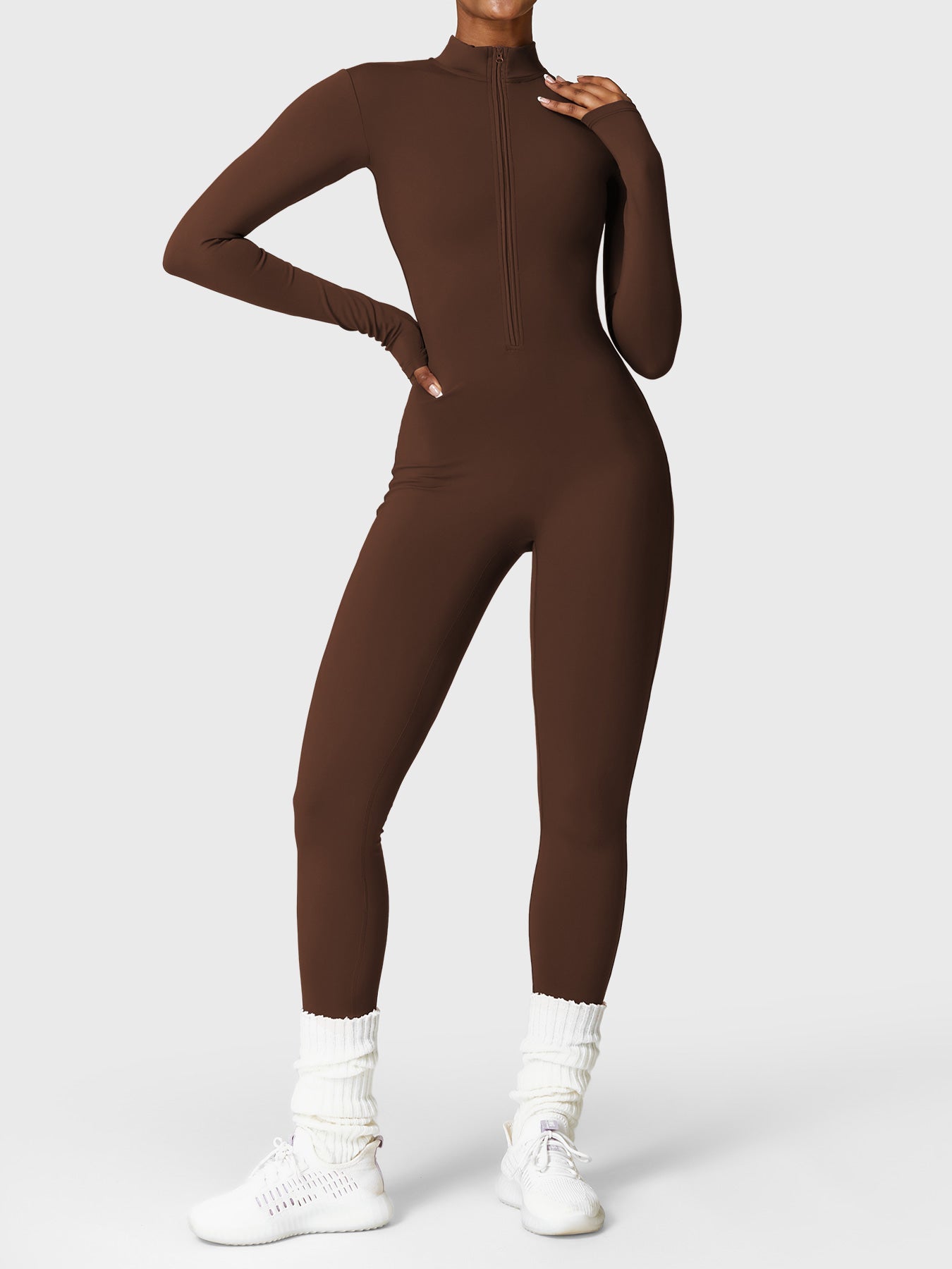 Tebeary Issa Fleece Long Sleeve Zipper Jumpsuit