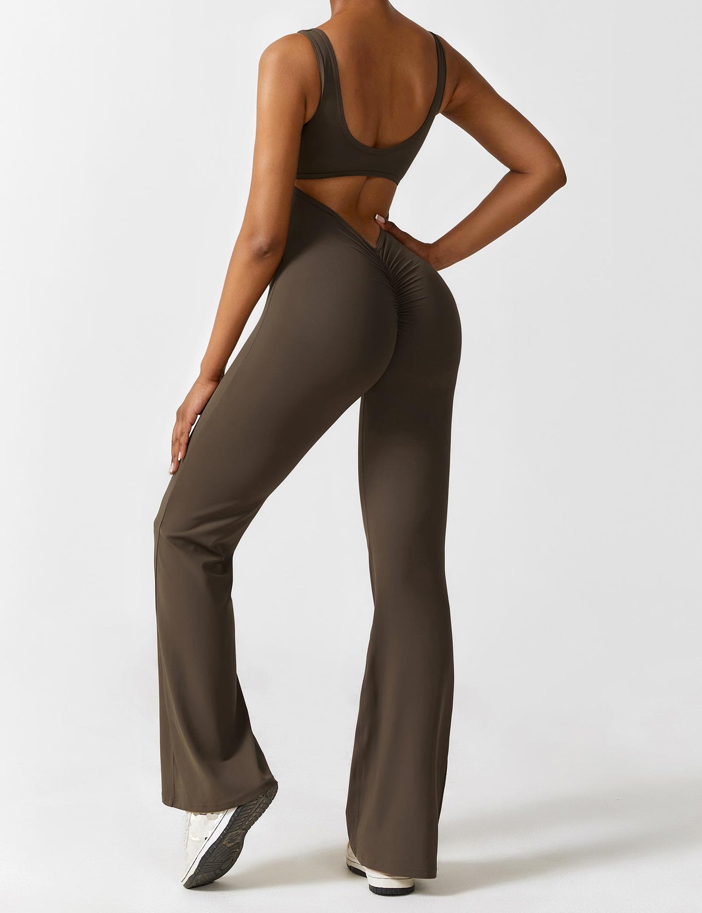 Tebeary V-Back Flared Jumpsuit