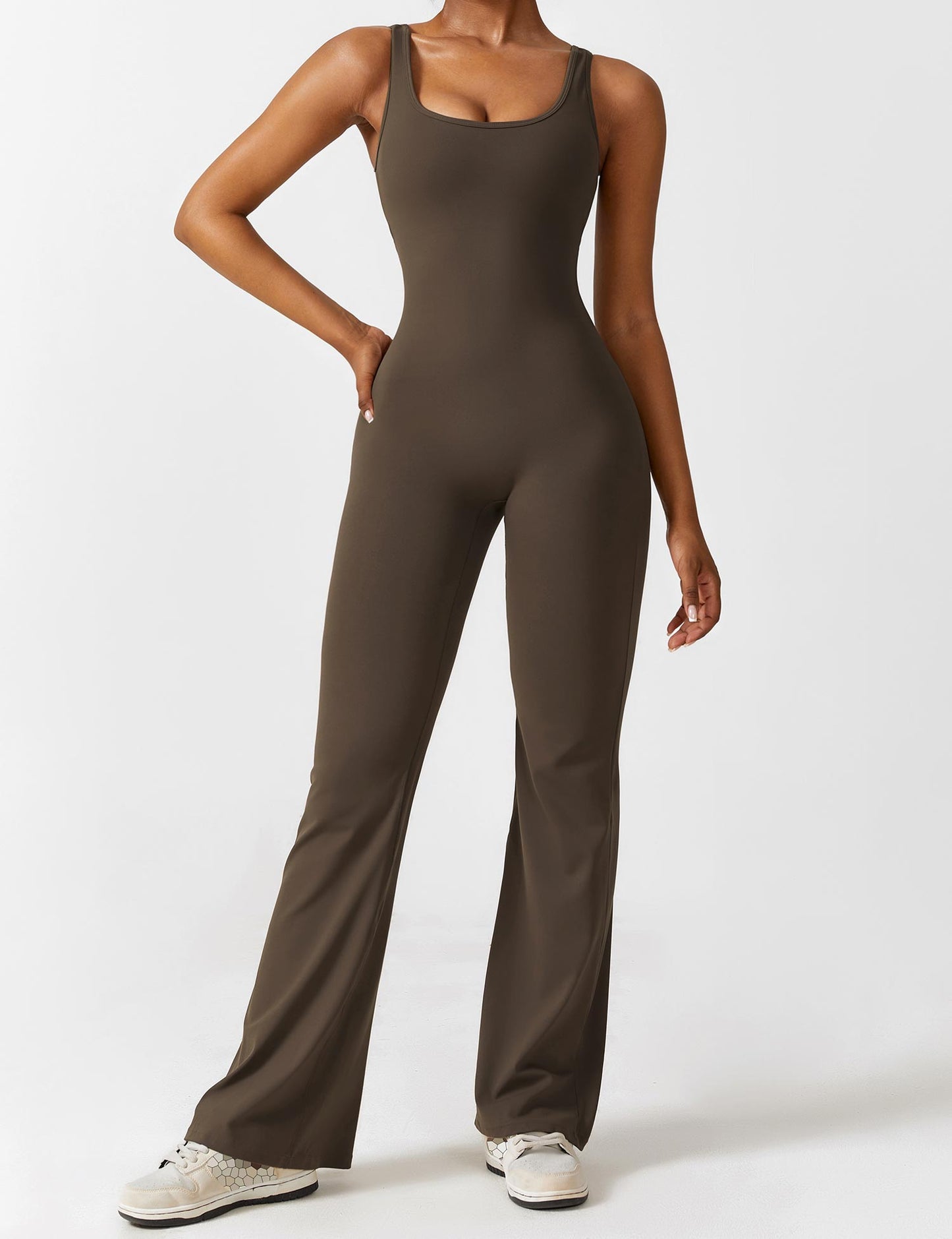 Tebeary V-Back Flared Jumpsuit