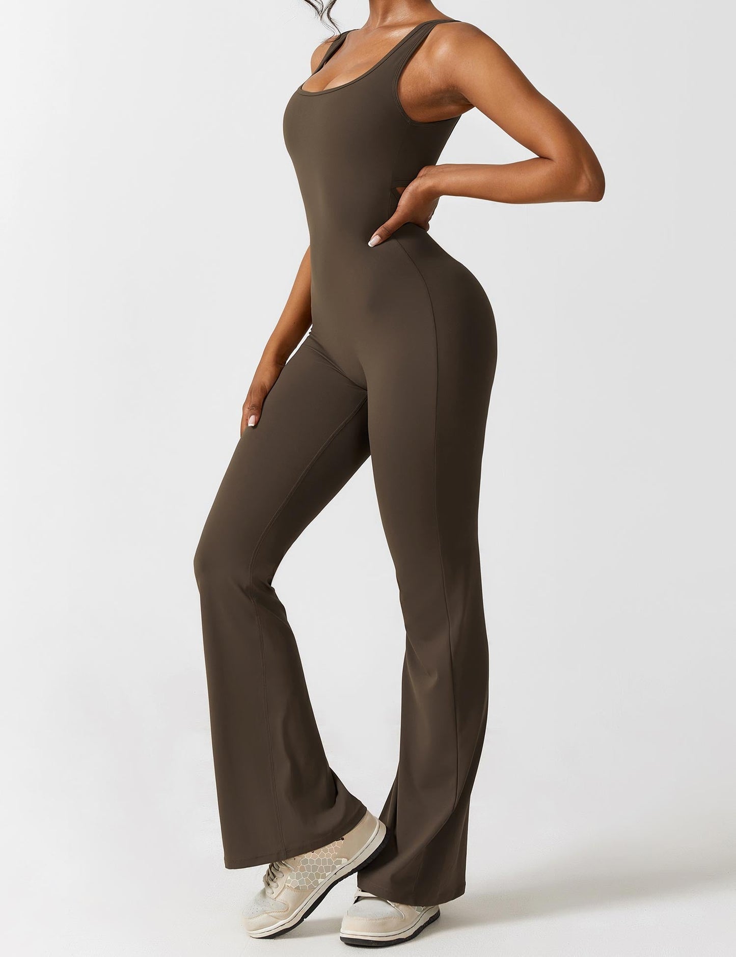 Tebeary V-Back Flared Jumpsuit