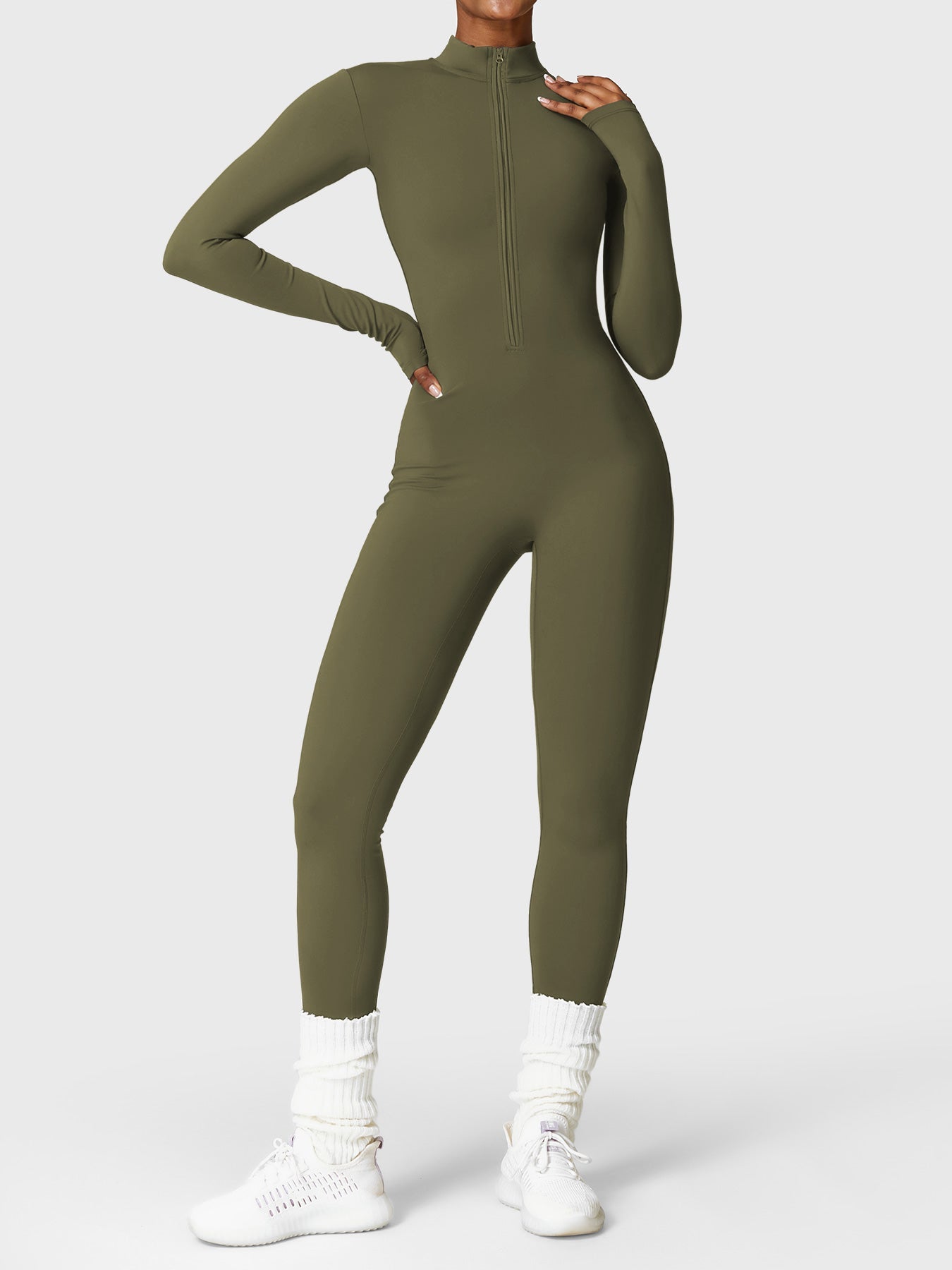 Tebeary Issa Fleece Long Sleeve Zipper Jumpsuit