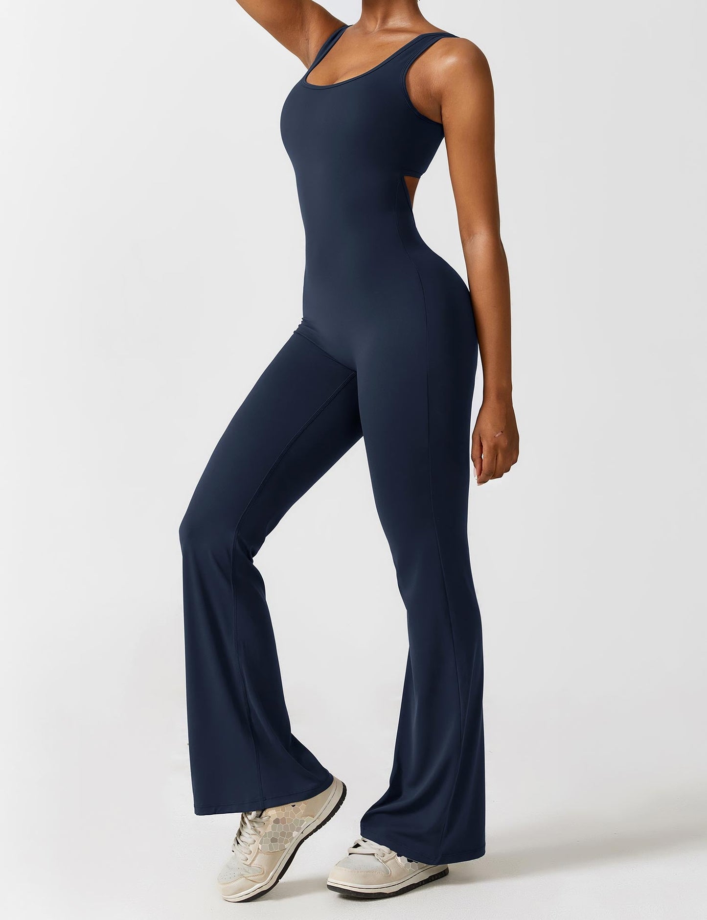 Tebeary V-Back Flared Jumpsuit