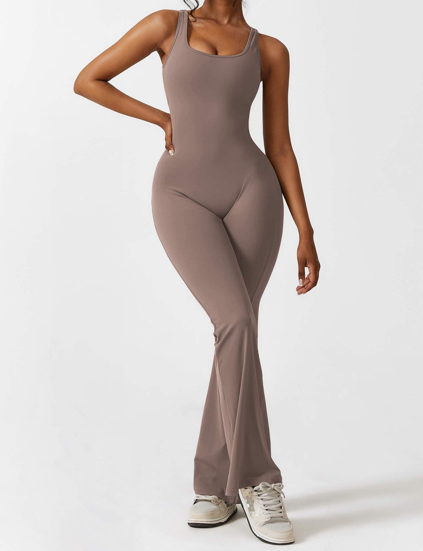 Tebeary V-Back Flared Jumpsuit