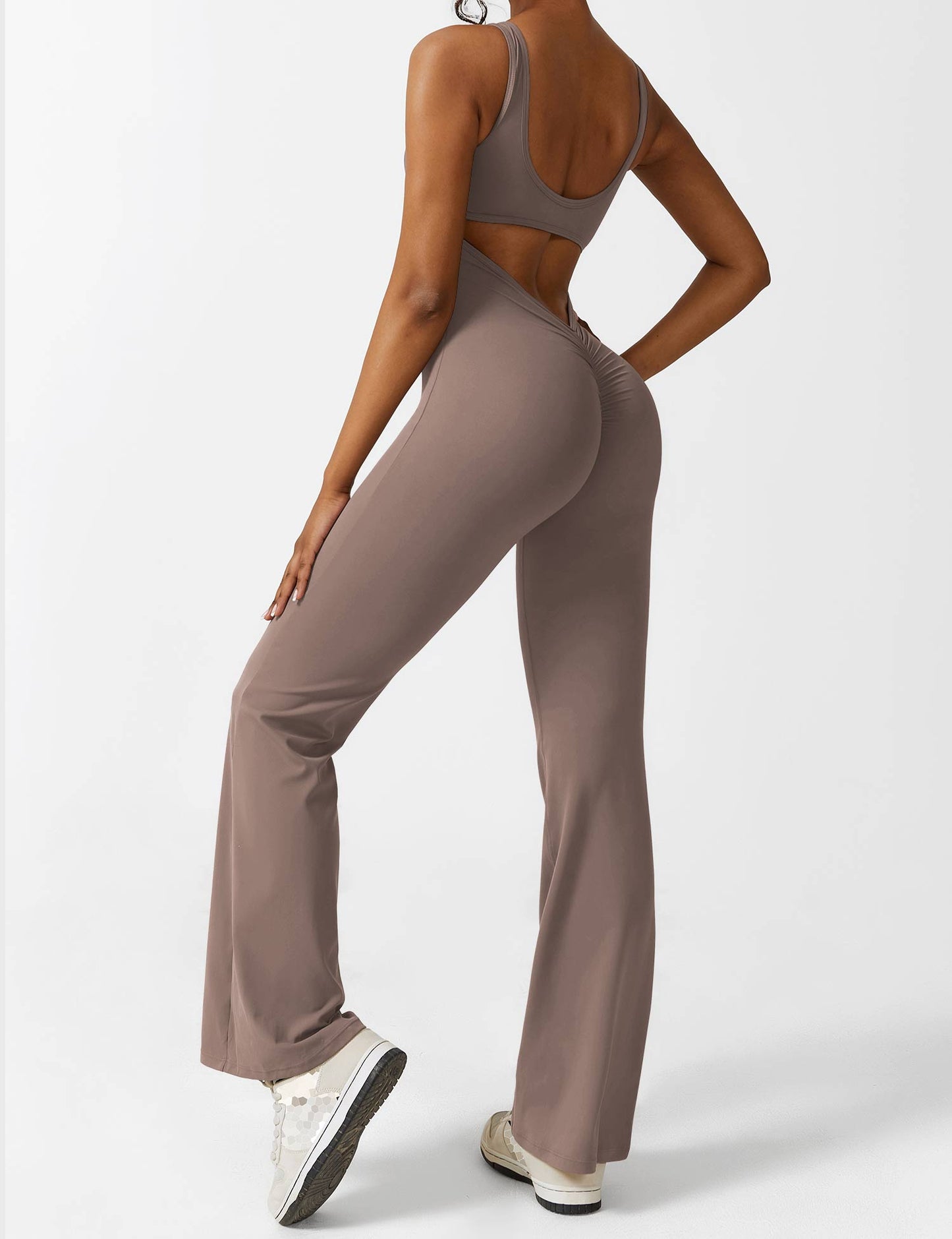 Tebeary V-Back Flared Jumpsuit