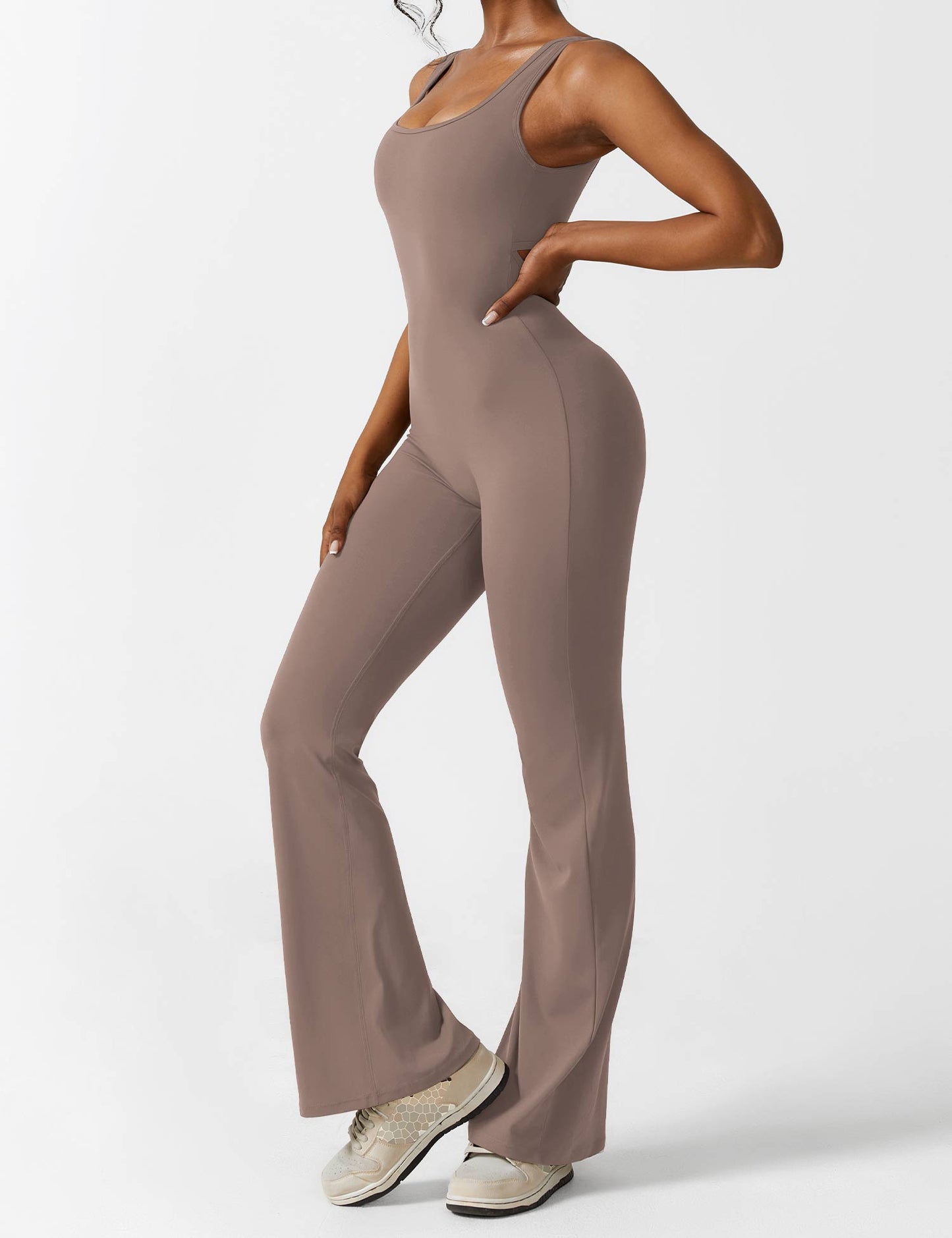 Tebeary V-Back Flared Jumpsuit