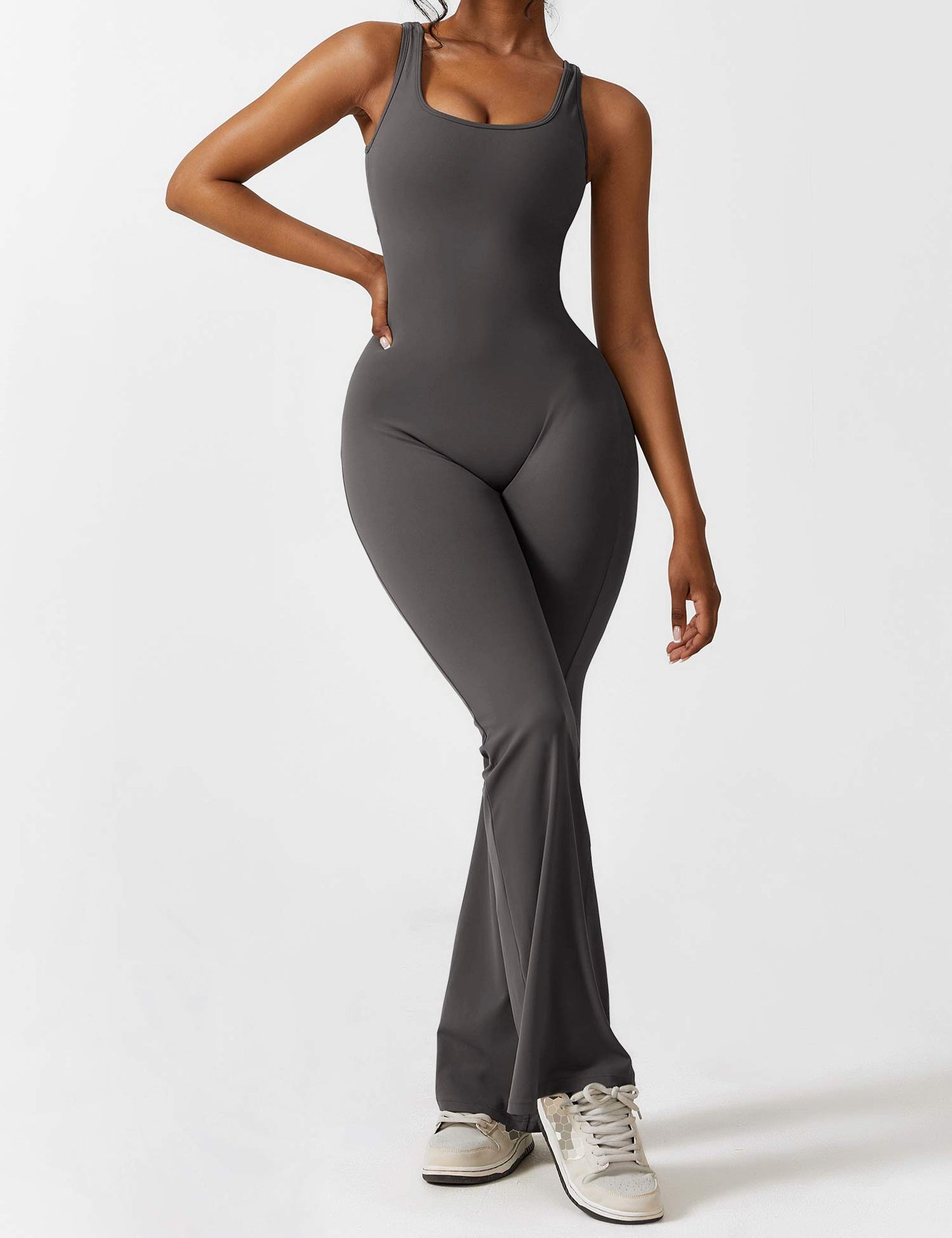 Tebeary V-Back Flared Jumpsuit