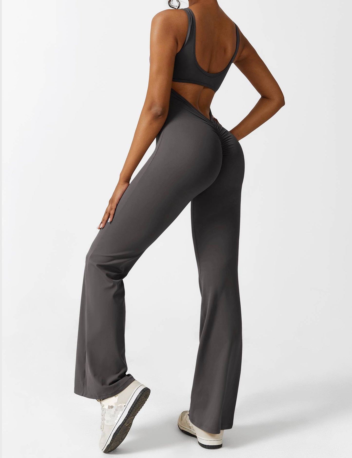 Tebeary V-Back Flared Jumpsuit
