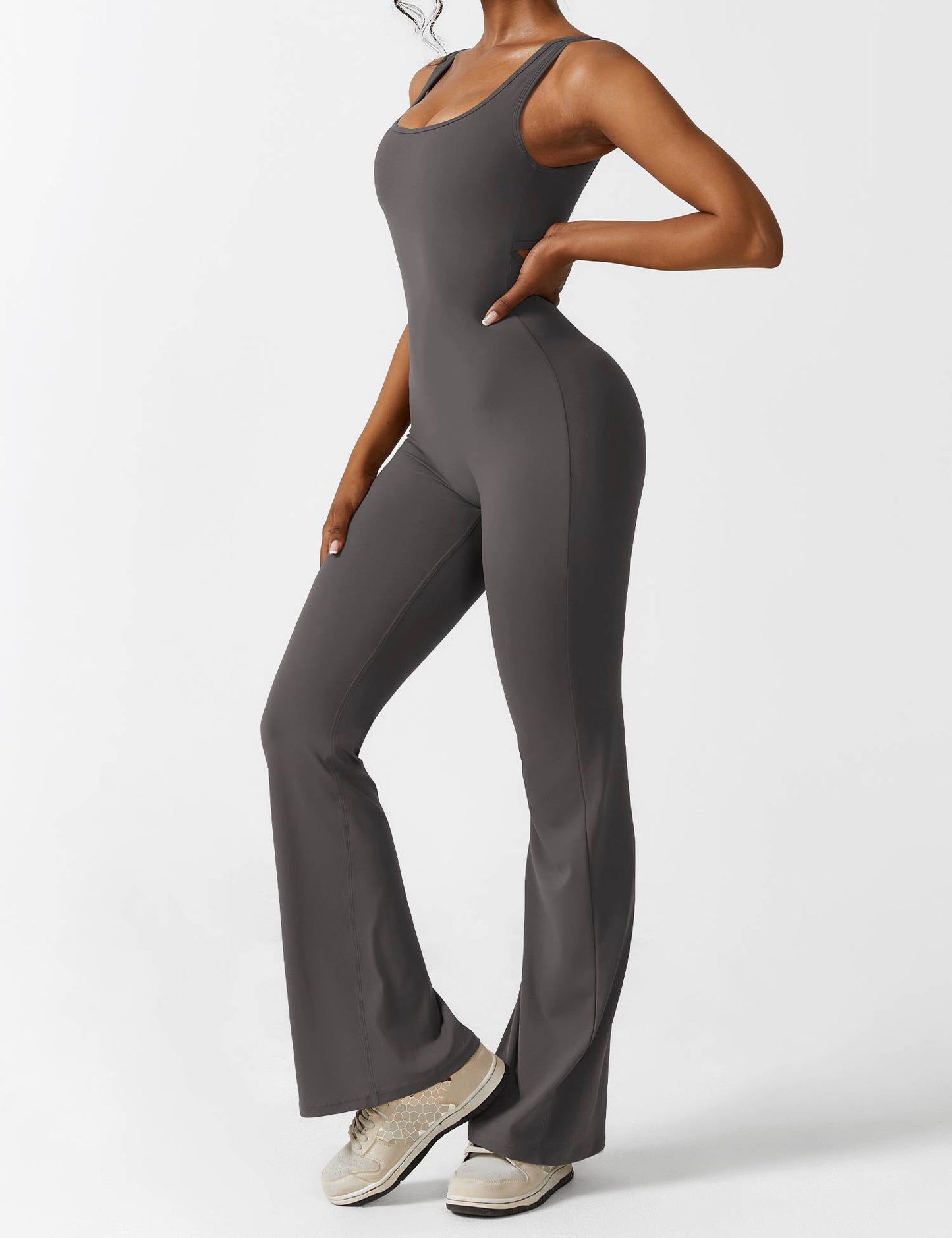 Tebeary V-Back Flared Jumpsuit