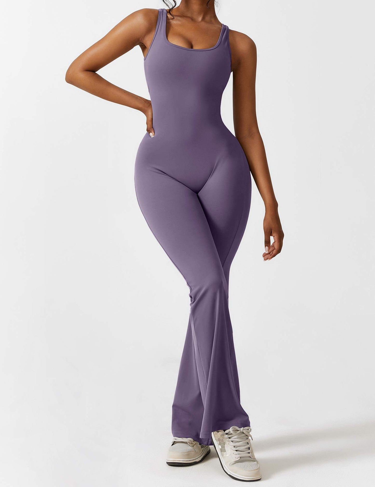 Tebeary V-Back Flared Jumpsuit