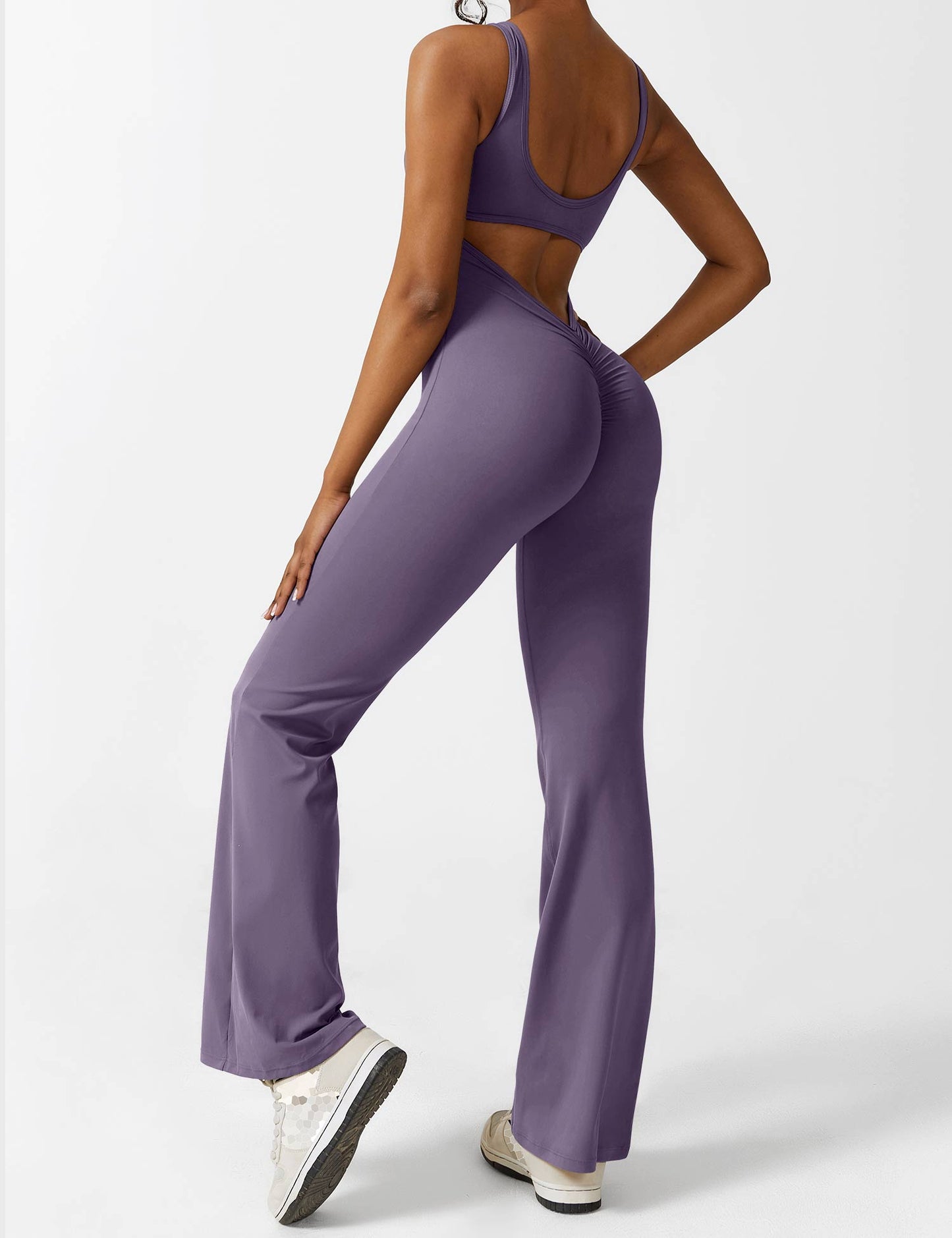 Tebeary V-Back Flared Jumpsuit