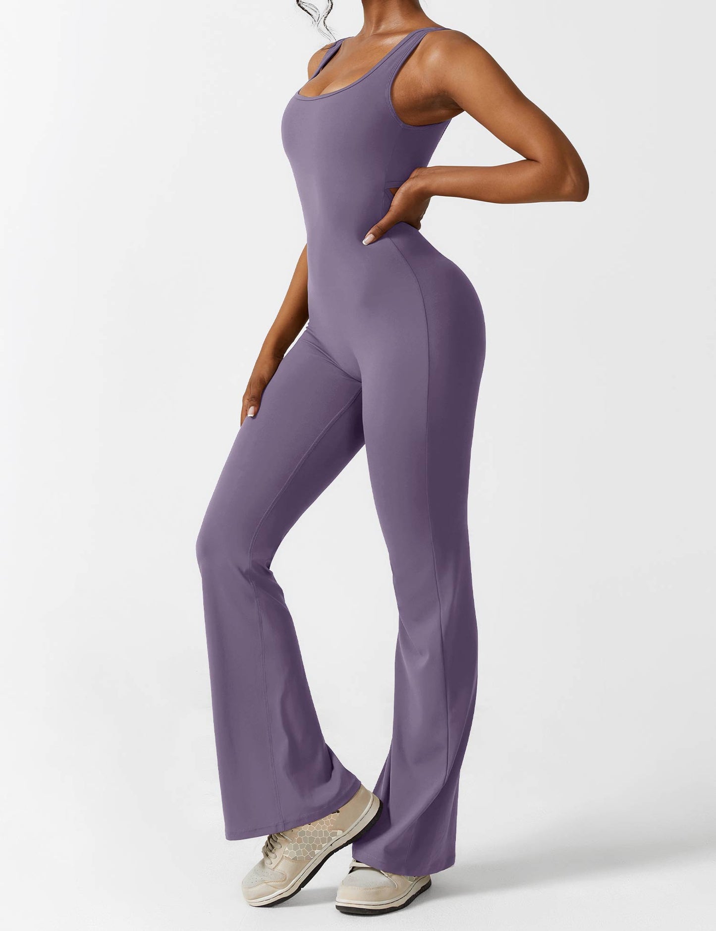 Tebeary V-Back Flared Jumpsuit