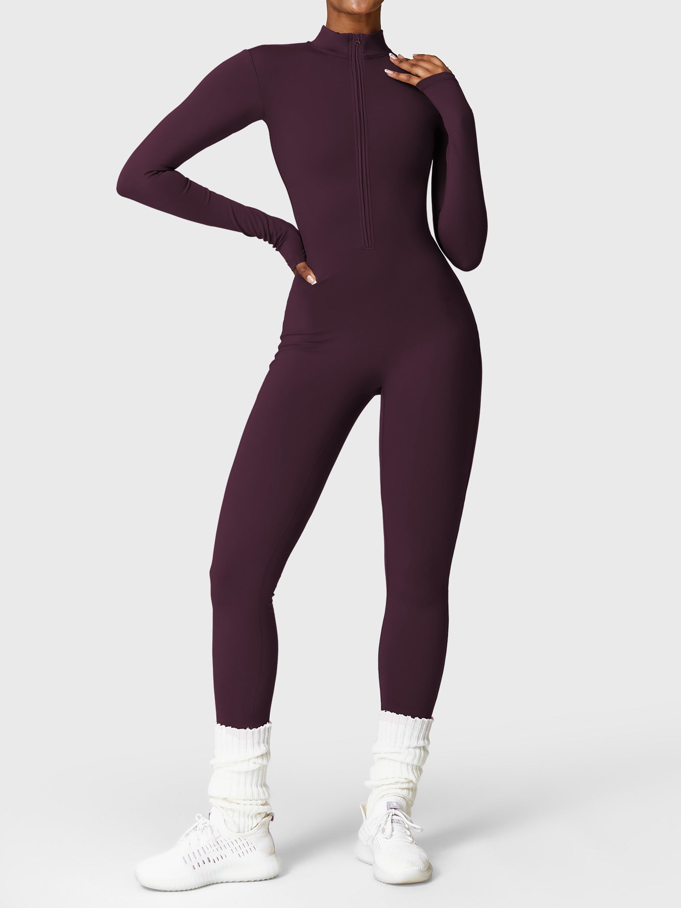 Tebeary Issa Fleece Long Sleeve Zipper Jumpsuit