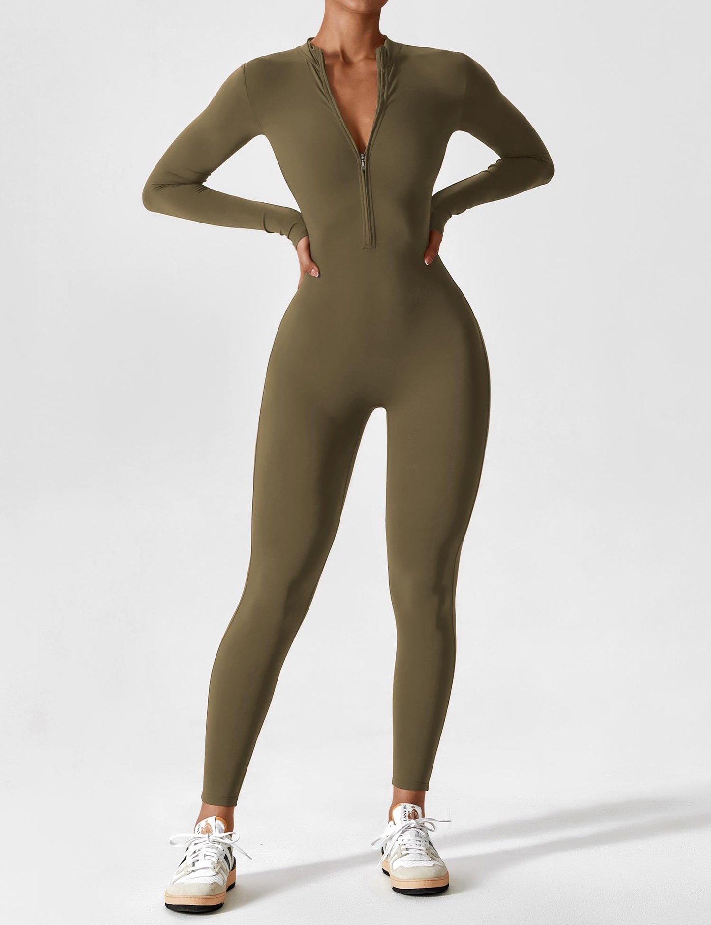 Tebeary Long Sleeve/ Short Sleeve Zipper Jumpsuit