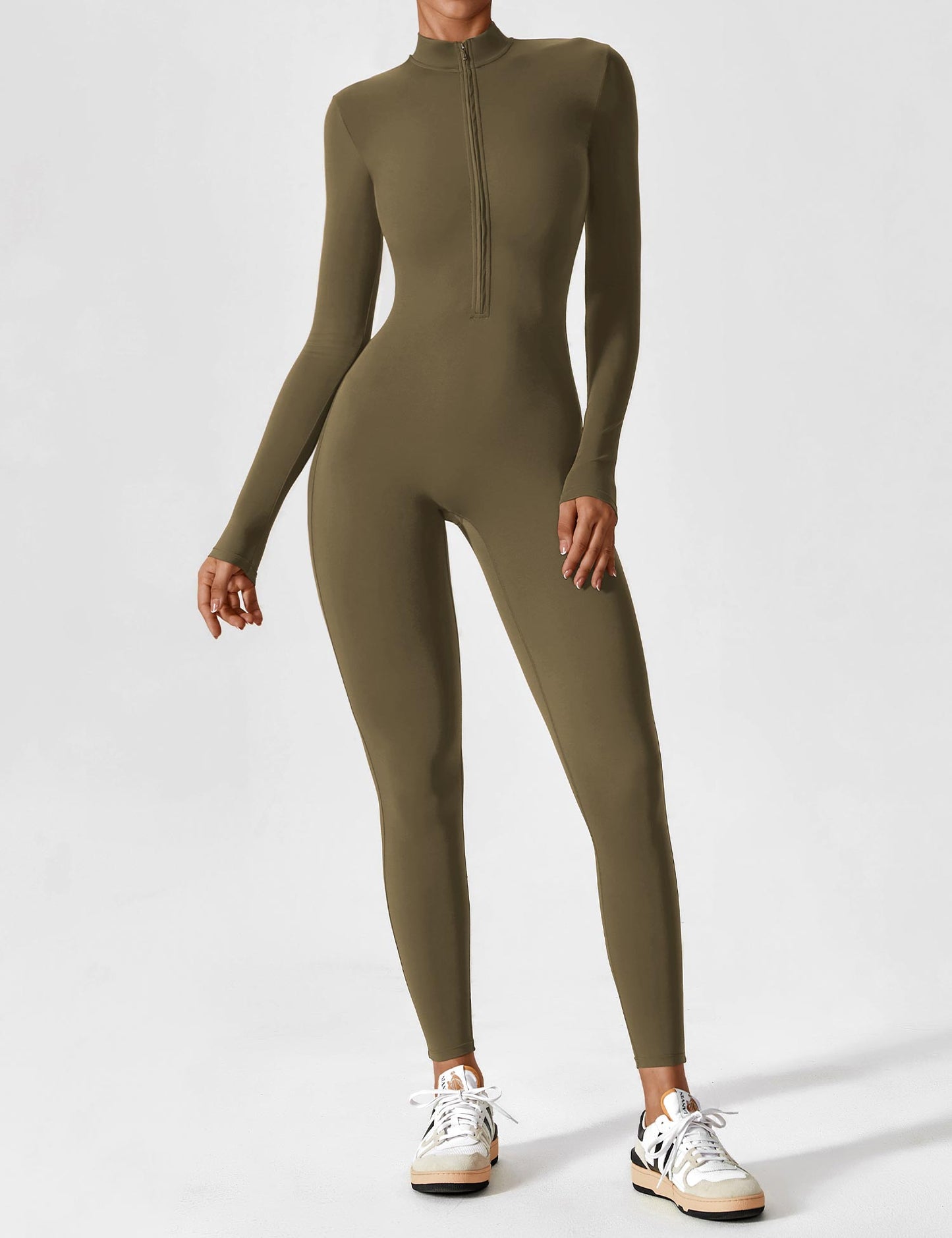 Tebeary Long Sleeve/ Short Sleeve Zipper Jumpsuit
