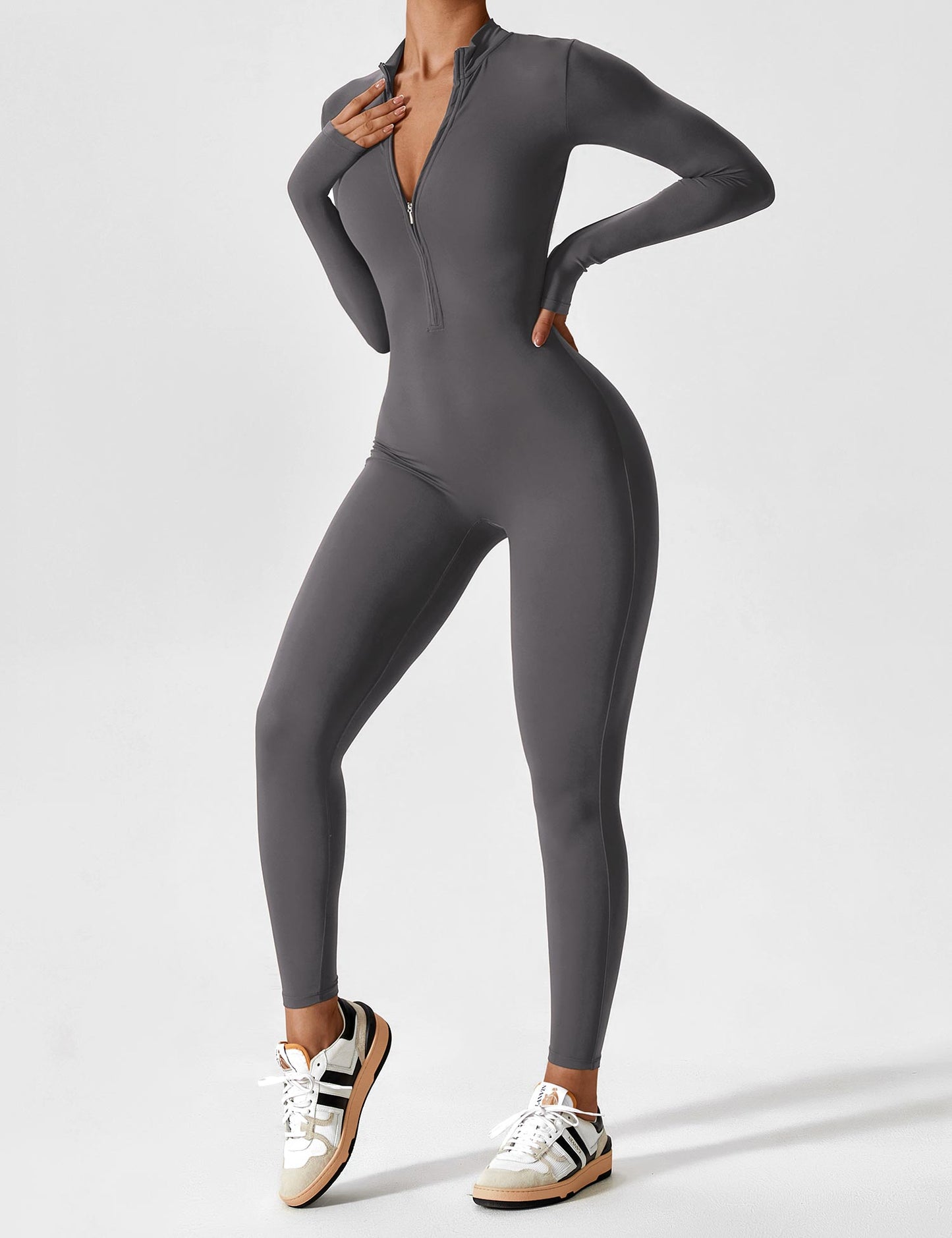 Tebeary Issa Fleece Long Sleeve Zipper Jumpsuit