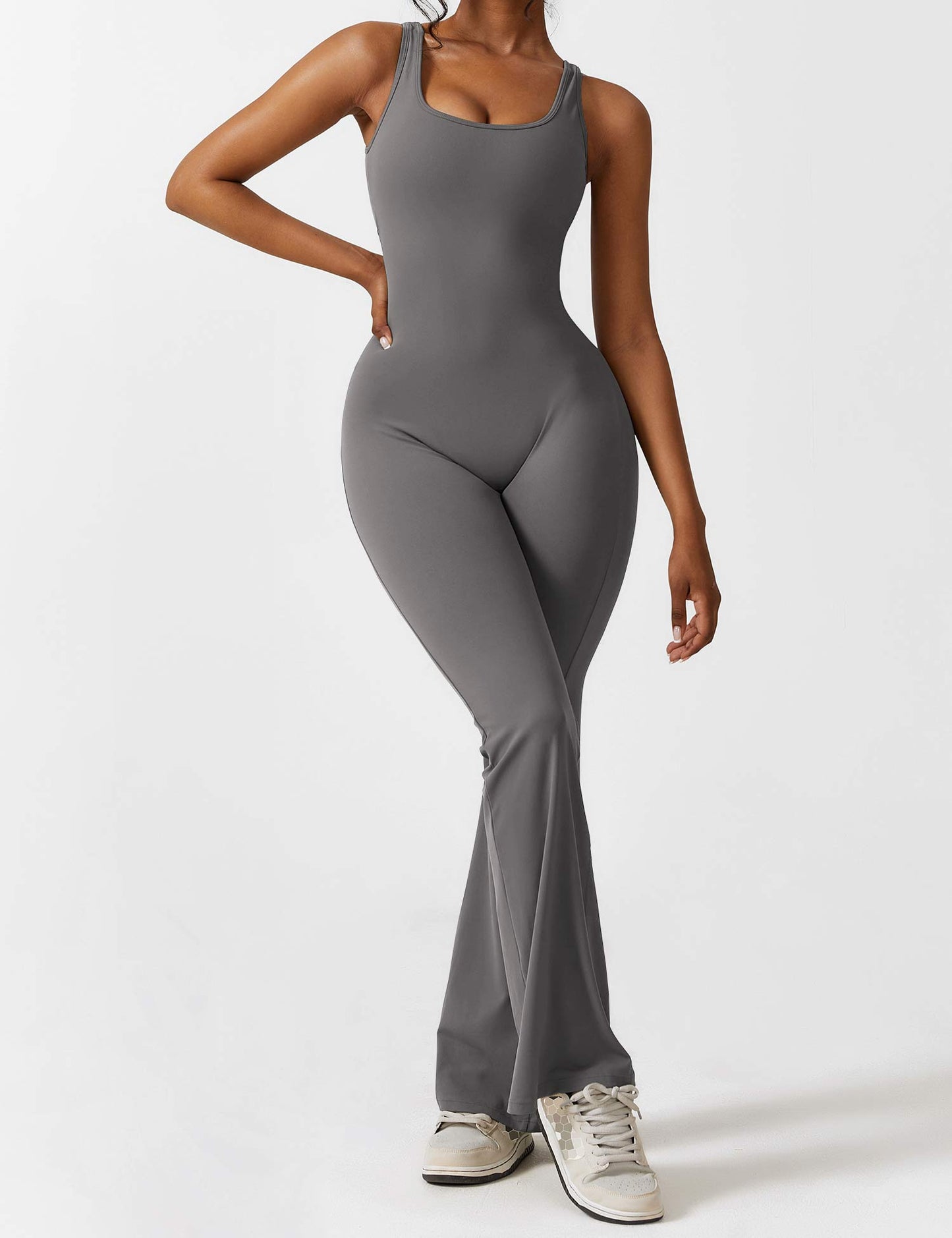 Tebeary V-Back Flared Jumpsuit
