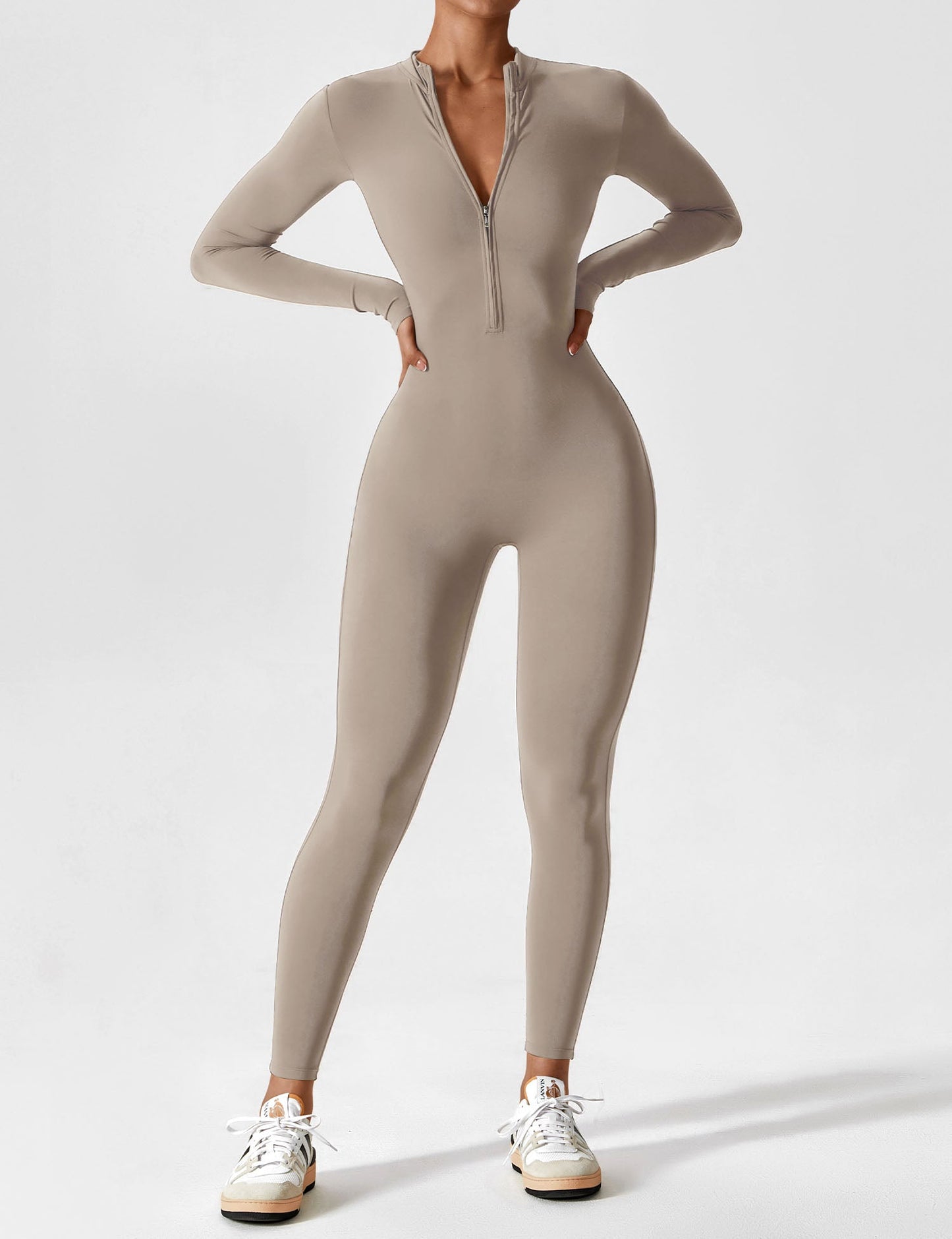 Tebeary Long Sleeve/ Short Sleeve Zipper Jumpsuit