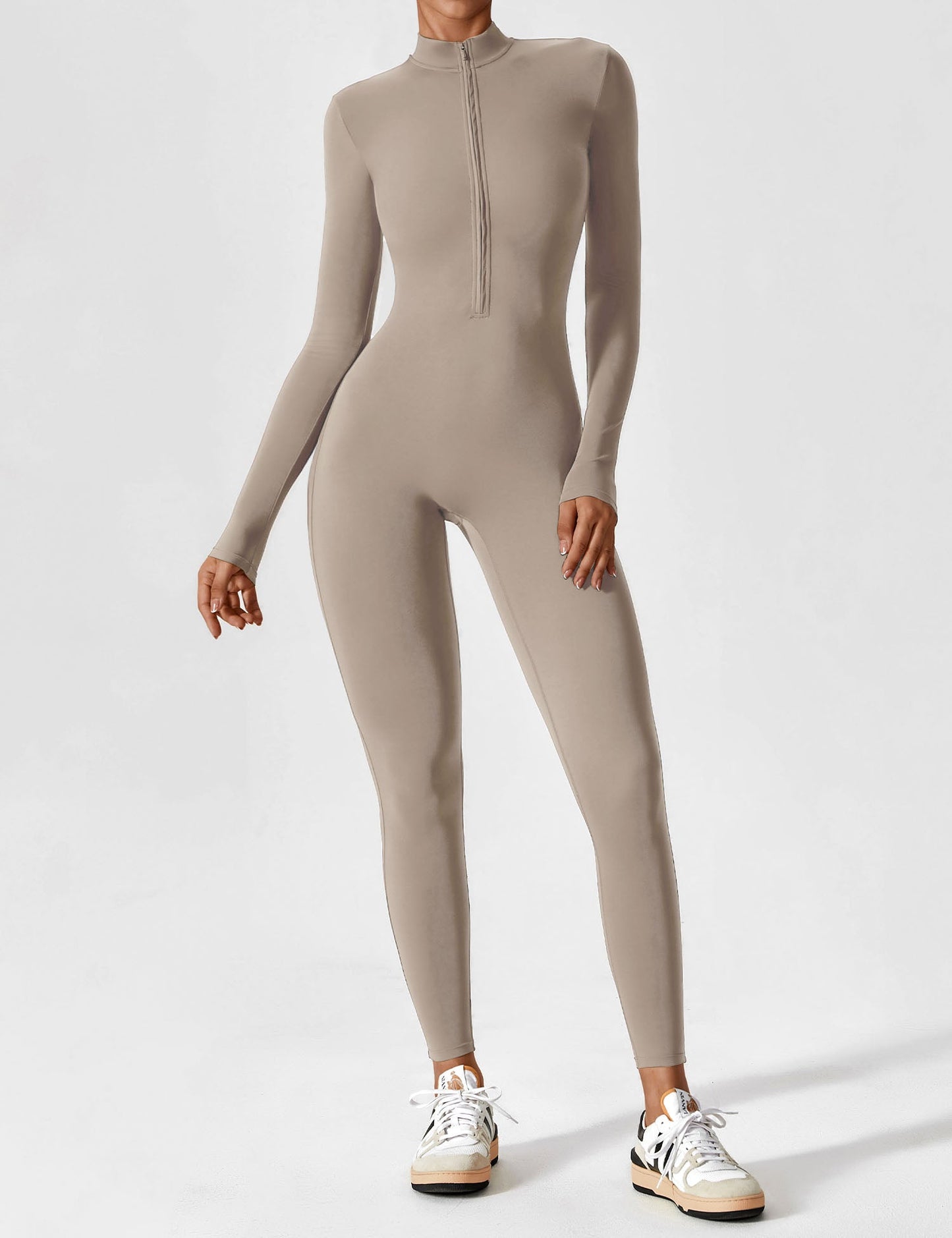Tebeary Long Sleeve/ Short Sleeve Zipper Jumpsuit