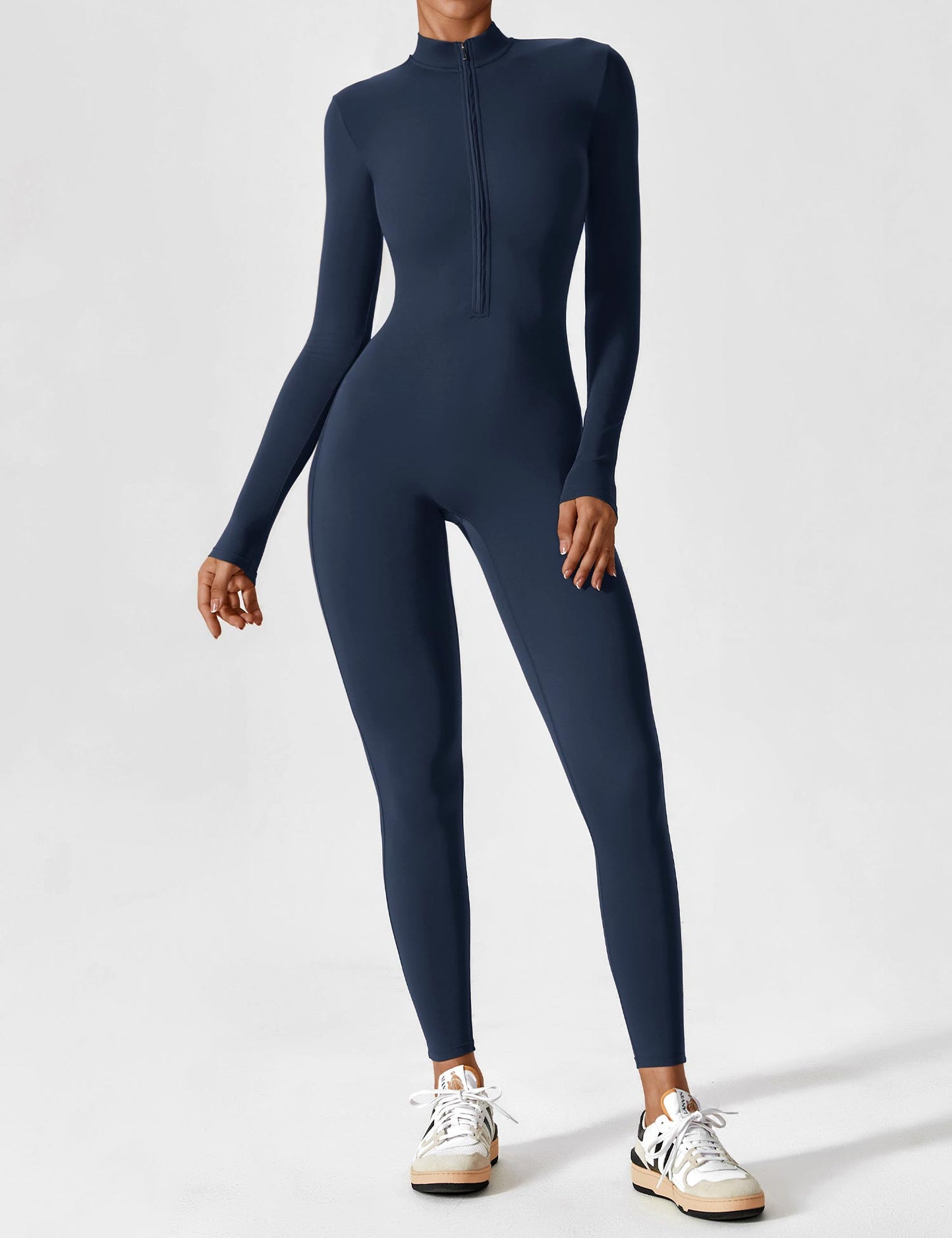 Tebeary Long Sleeve/ Short Sleeve Zipper Jumpsuit