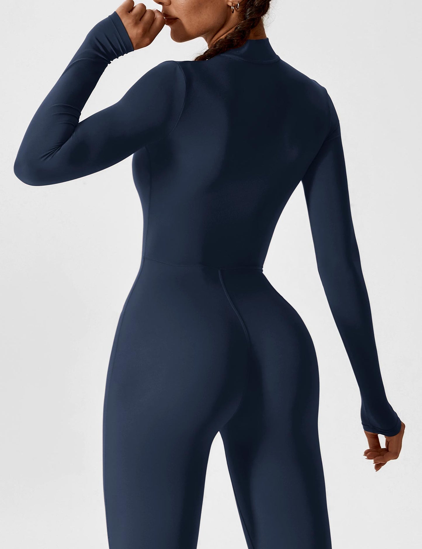 Tebeary Long Sleeve/ Short Sleeve Zipper Jumpsuit