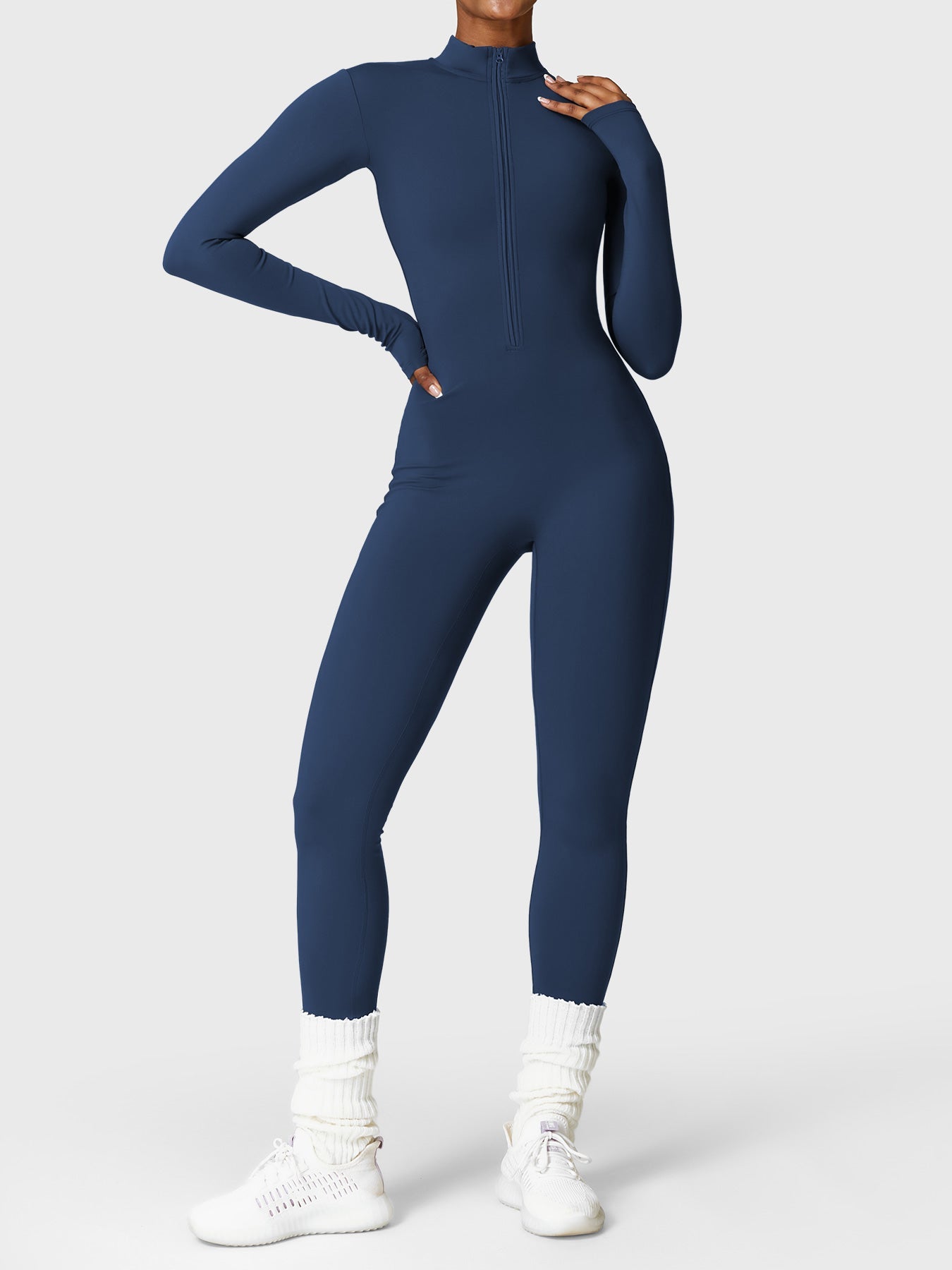 Tebeary Issa Fleece Long Sleeve Zipper Jumpsuit