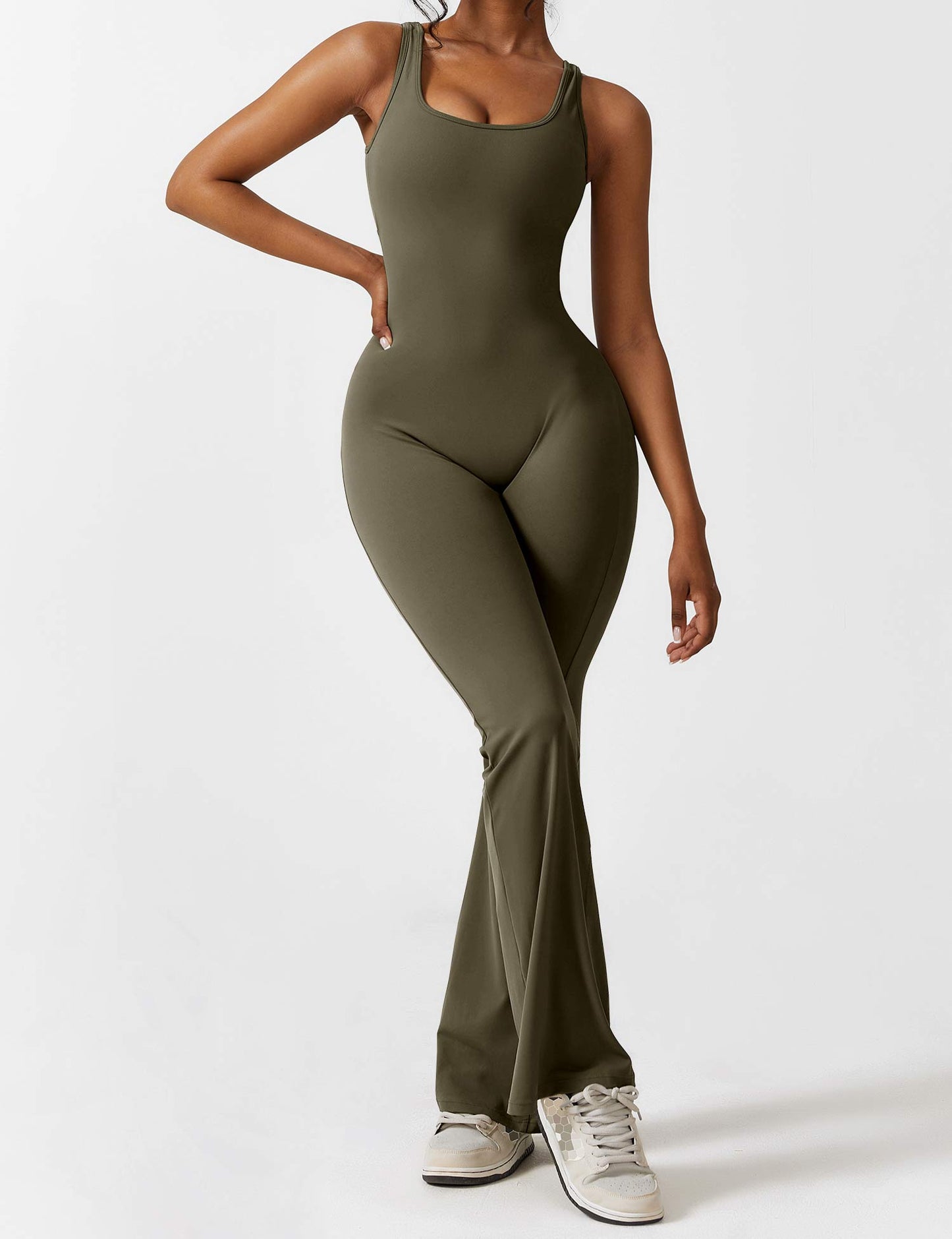 Tebeary V-Back Flared Jumpsuit