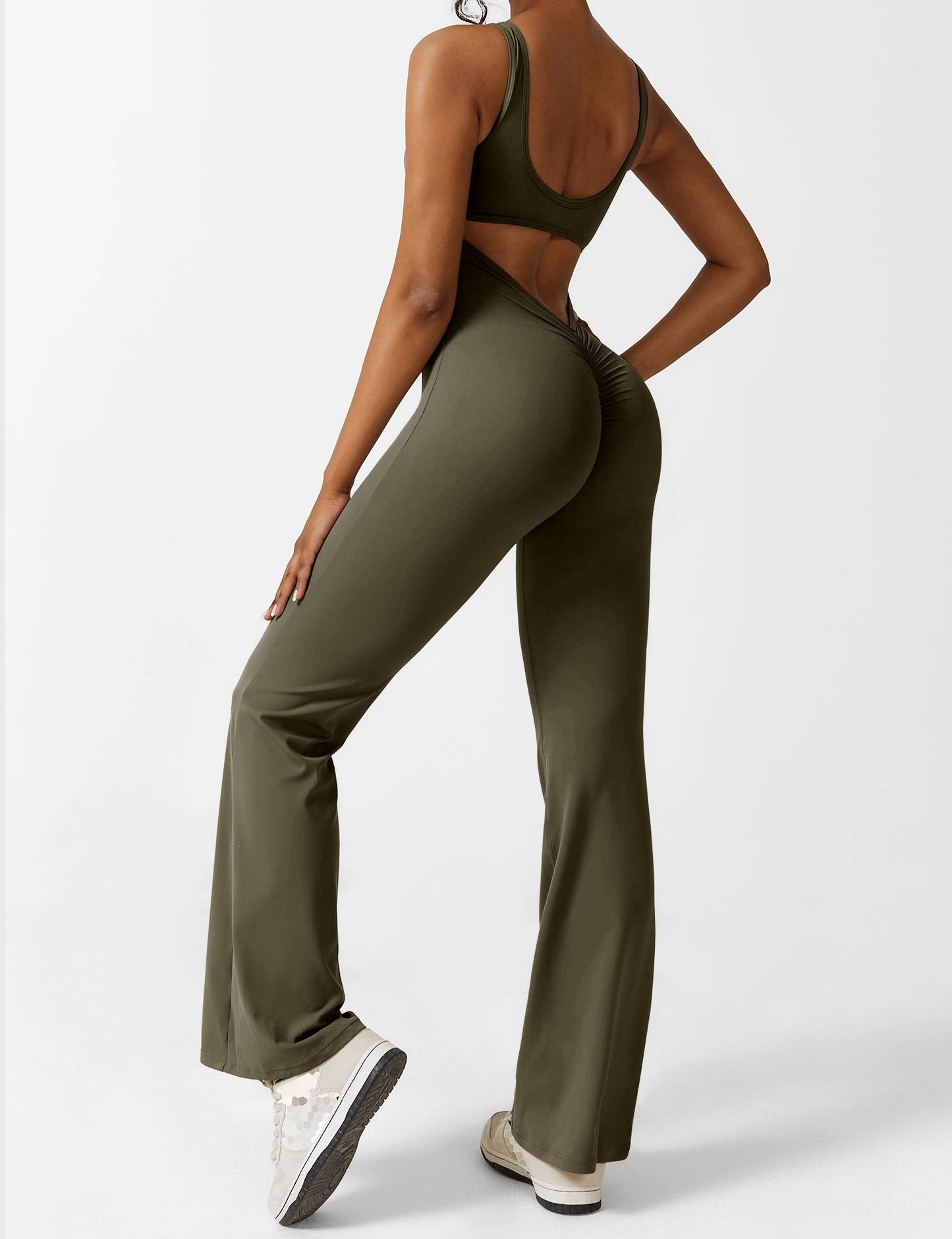 Tebeary V-Back Flared Jumpsuit