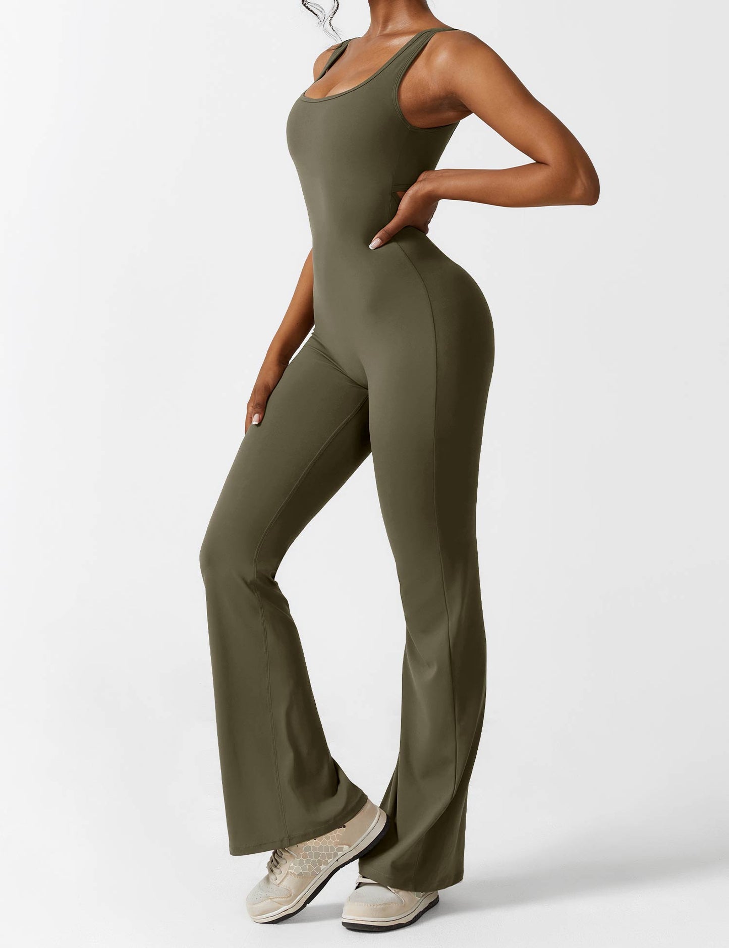 Tebeary V-Back Flared Jumpsuit