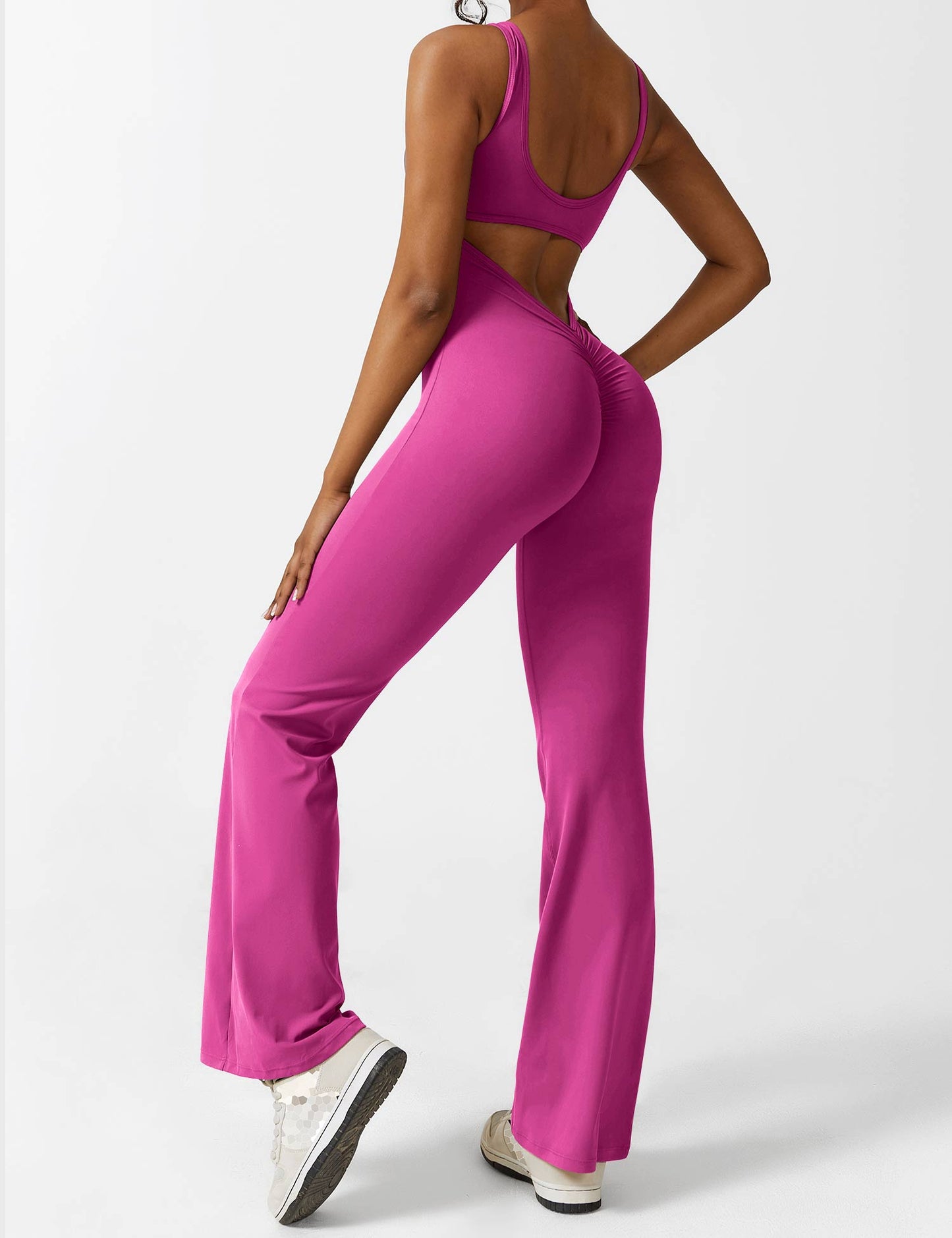 Tebeary V-Back Flared Jumpsuit