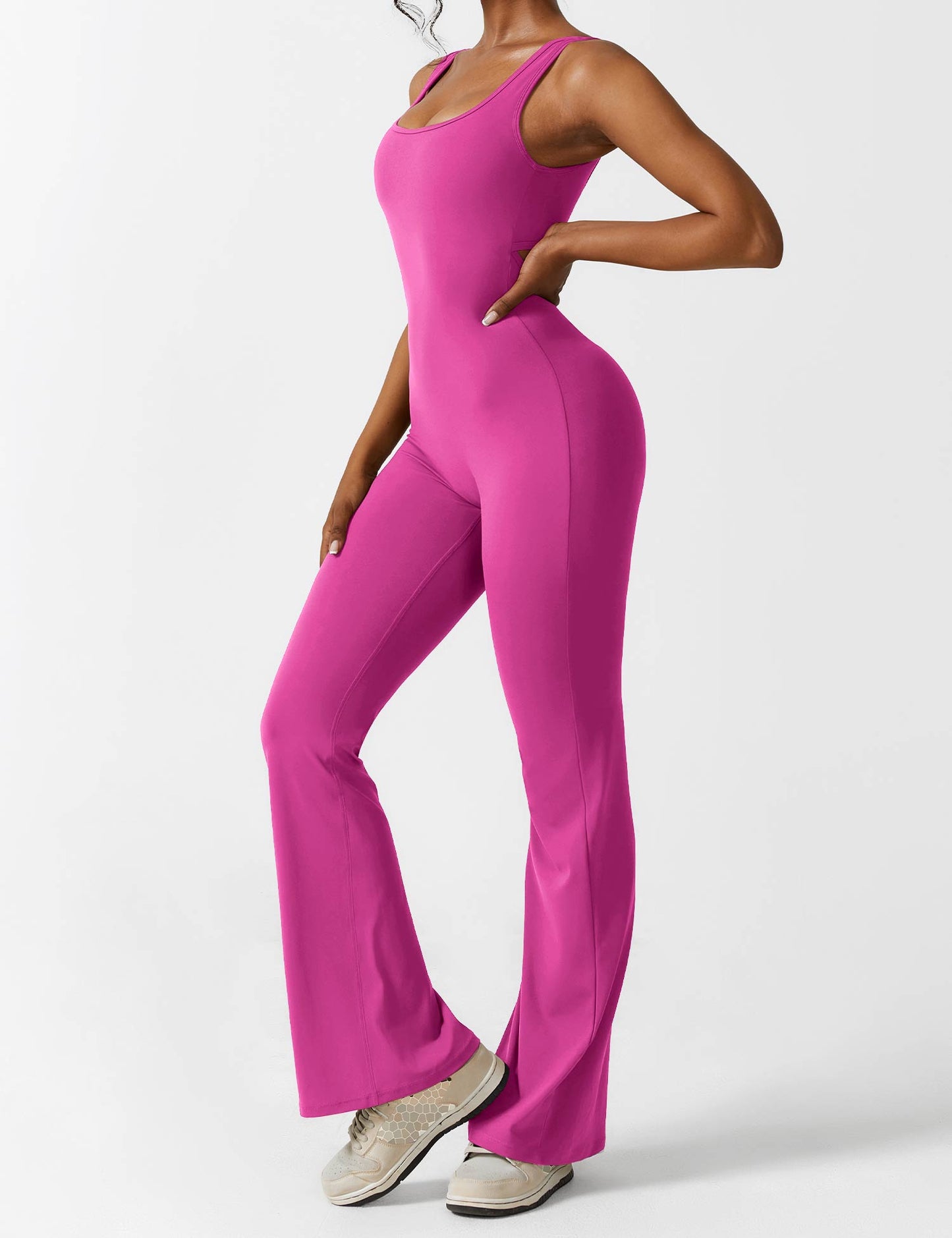Tebeary V-Back Flared Jumpsuit