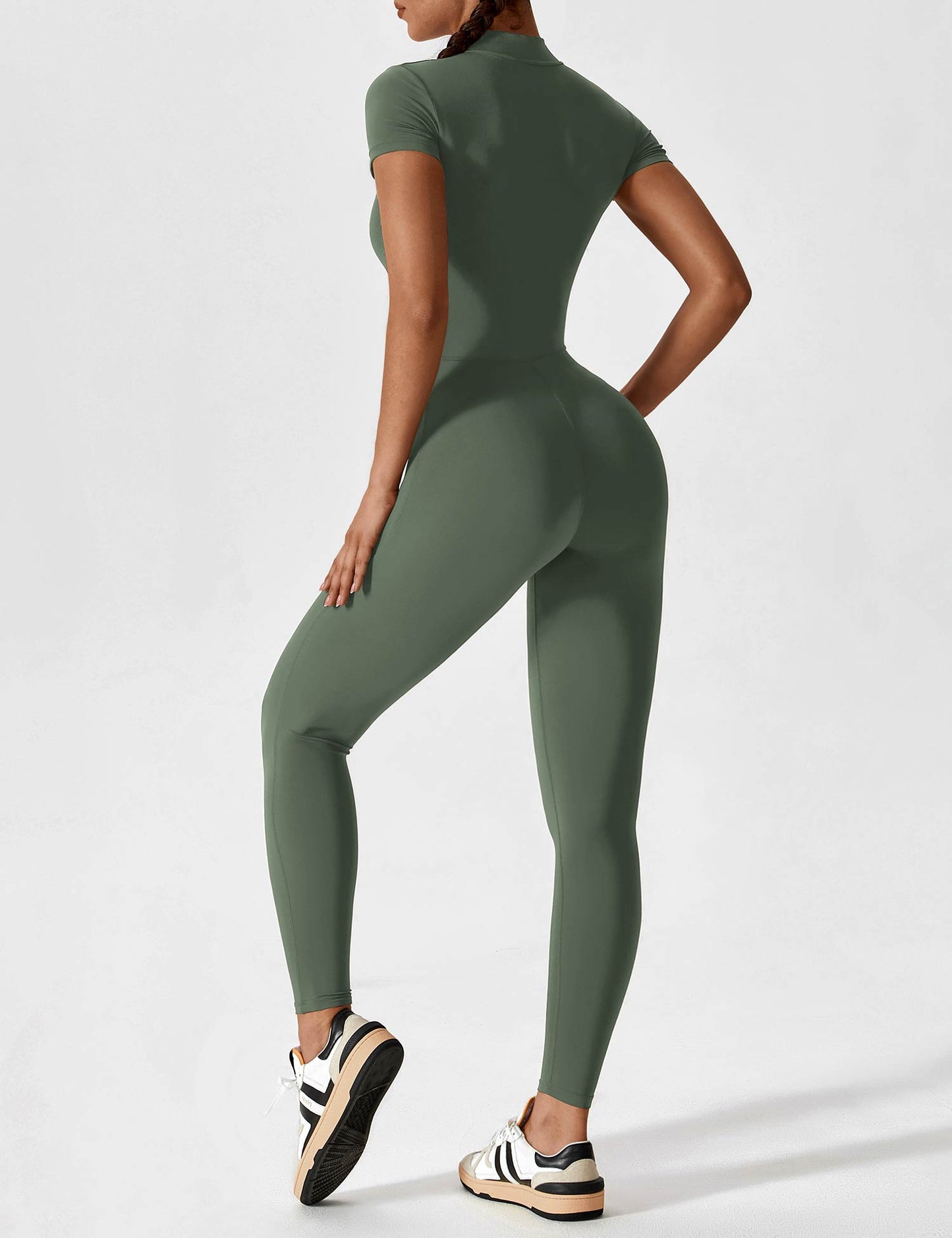 Tebeary Long Sleeve/ Short Sleeve Zipper Jumpsuit