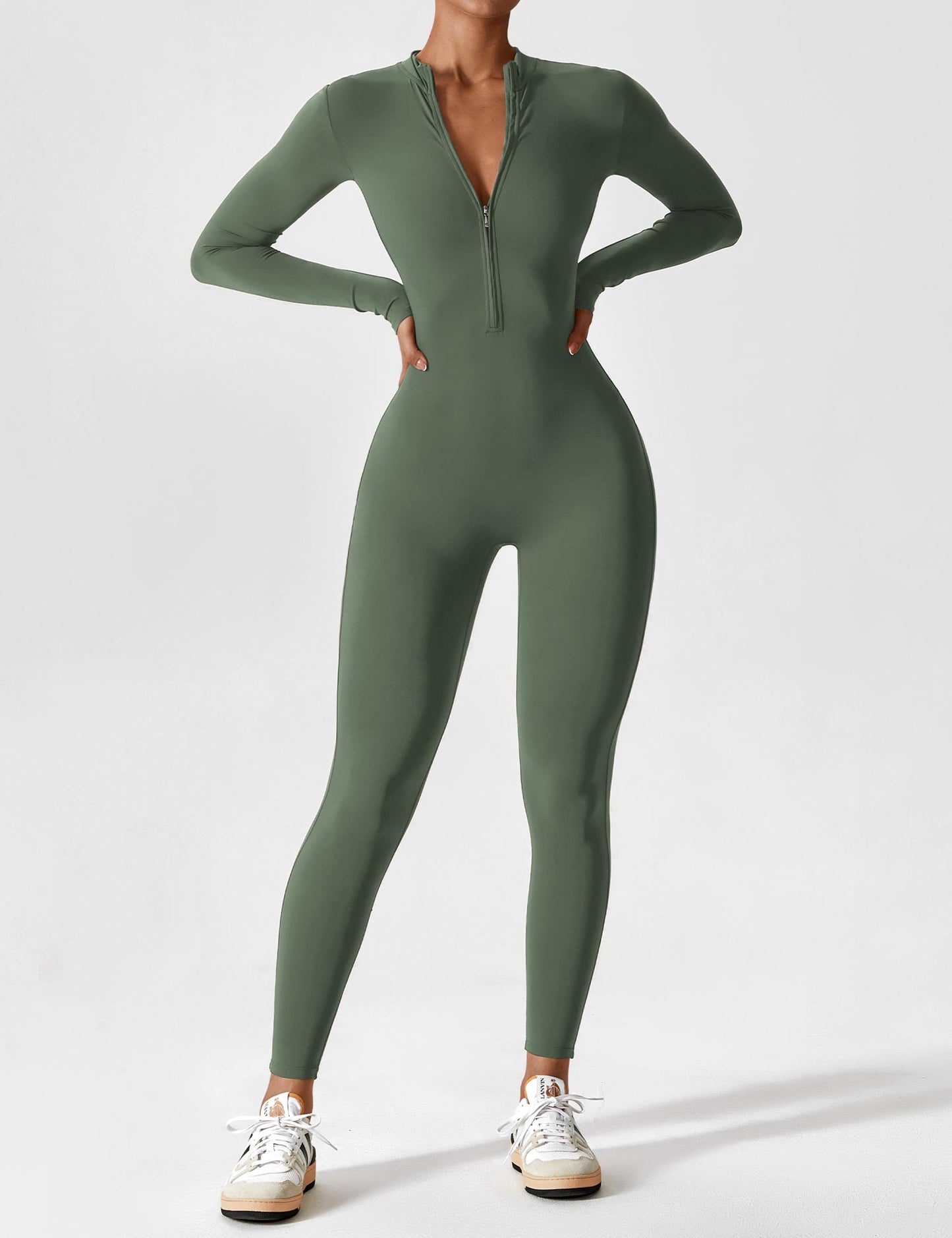 Tebeary Long Sleeve/ Short Sleeve Zipper Jumpsuit