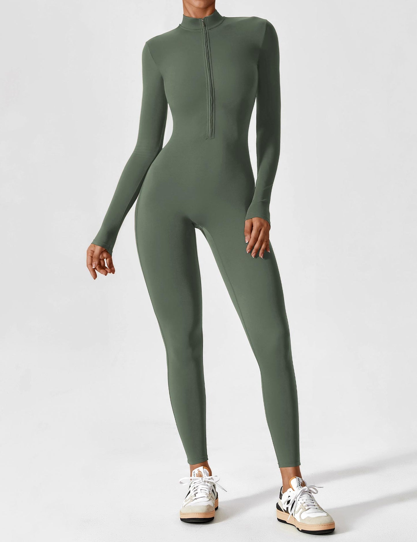 Tebeary Long Sleeve/ Short Sleeve Zipper Jumpsuit