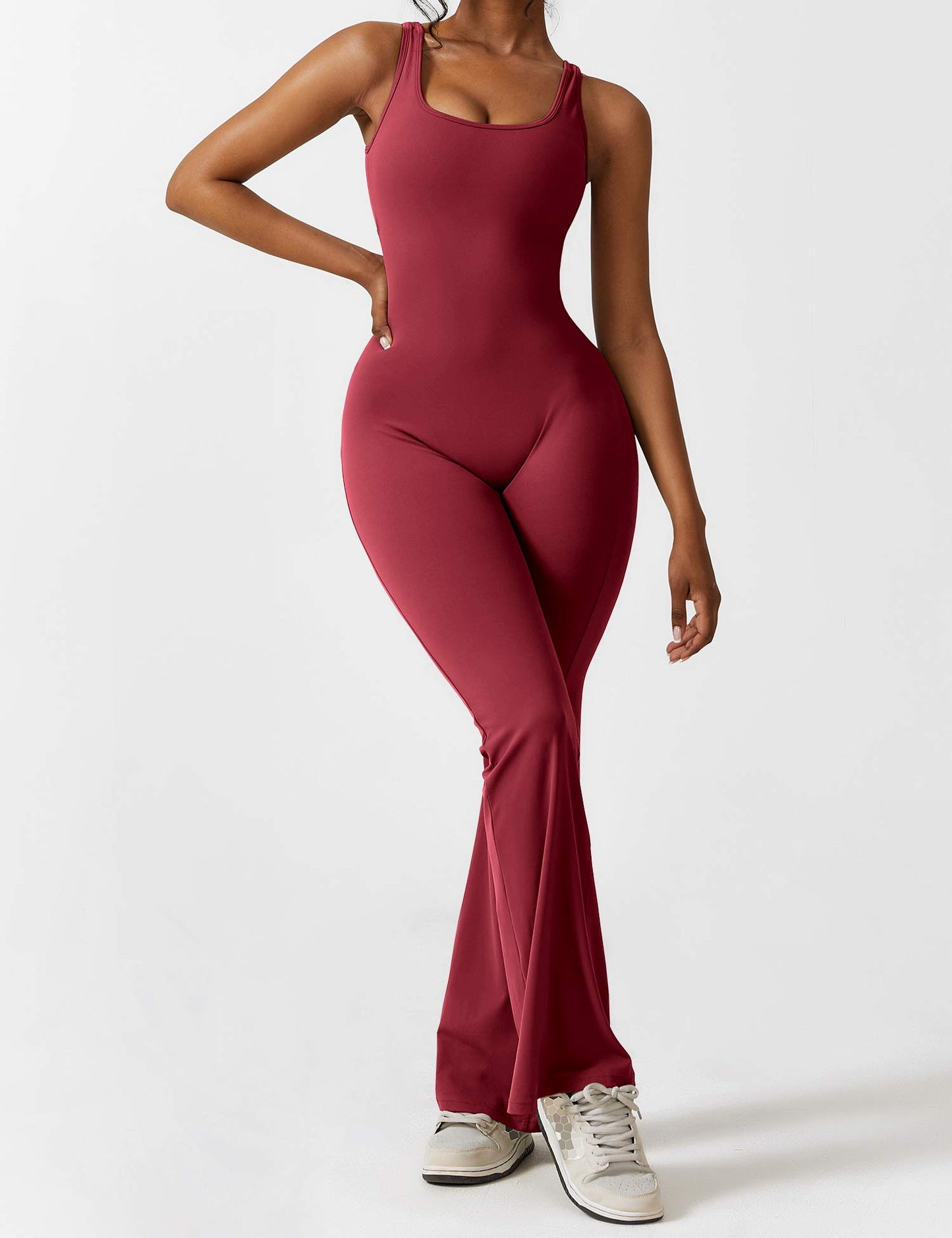 Tebeary V-Back Flared Jumpsuit
