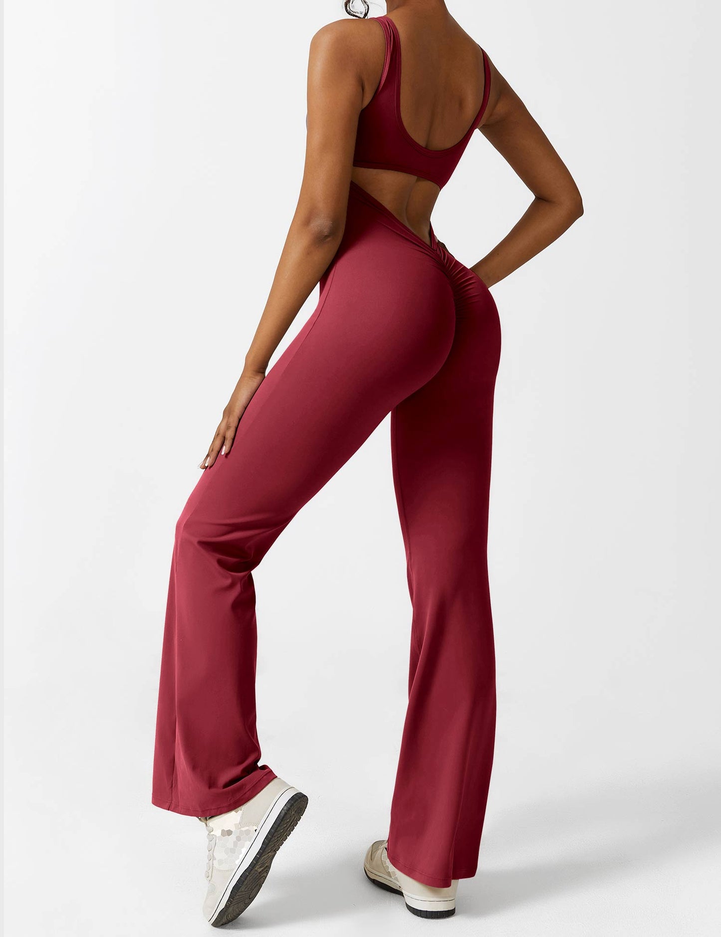 Tebeary V-Back Flared Jumpsuit