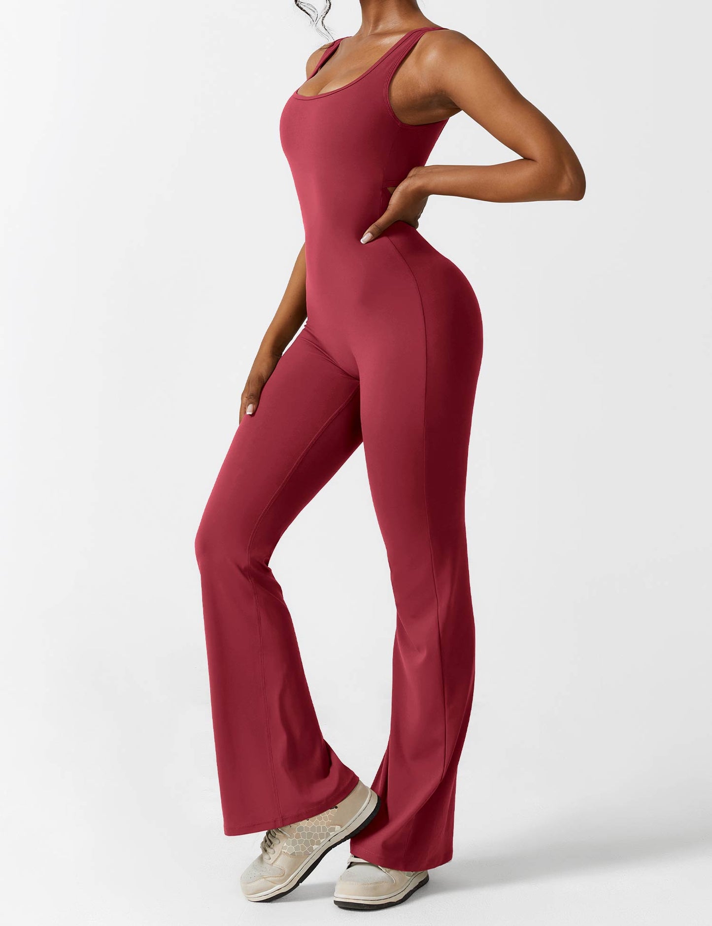 Tebeary V-Back Flared Jumpsuit