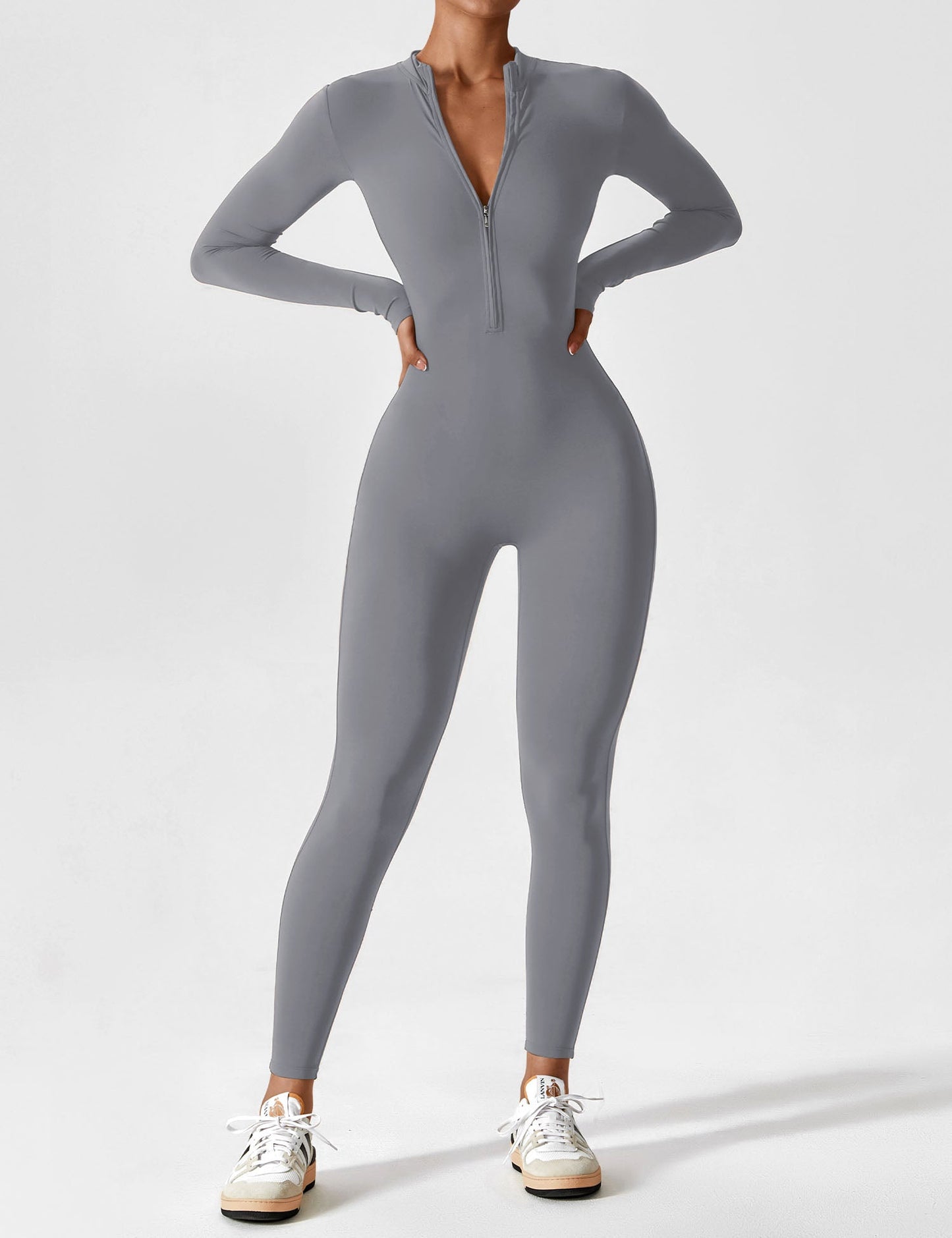 Tebeary Long Sleeve/ Short Sleeve Zipper Jumpsuit