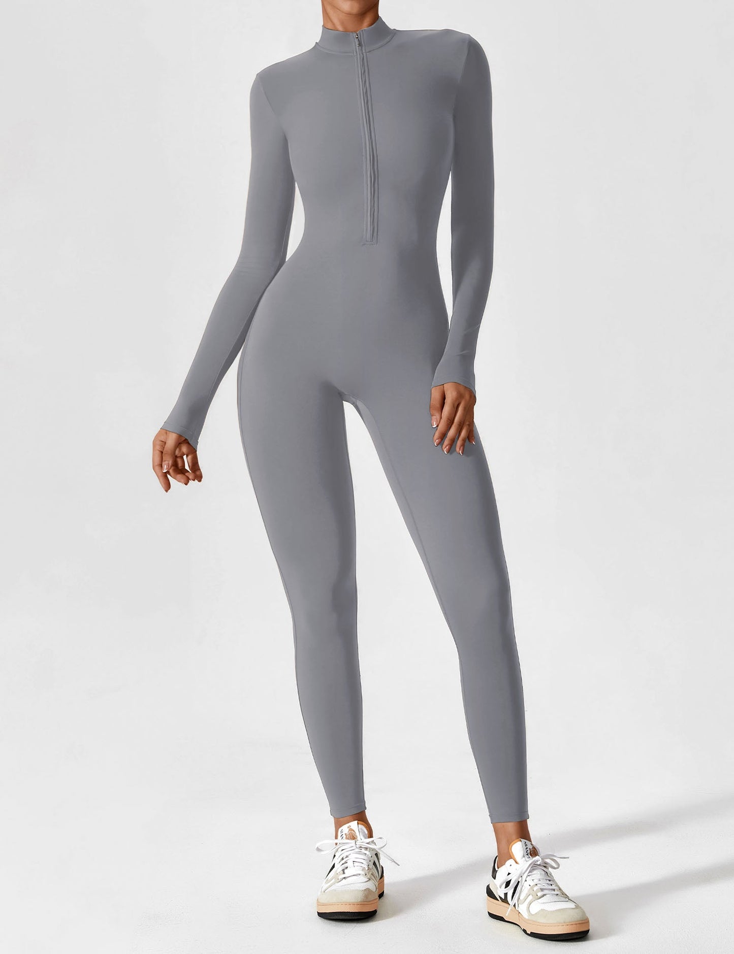 Tebeary Long Sleeve/ Short Sleeve Zipper Jumpsuit