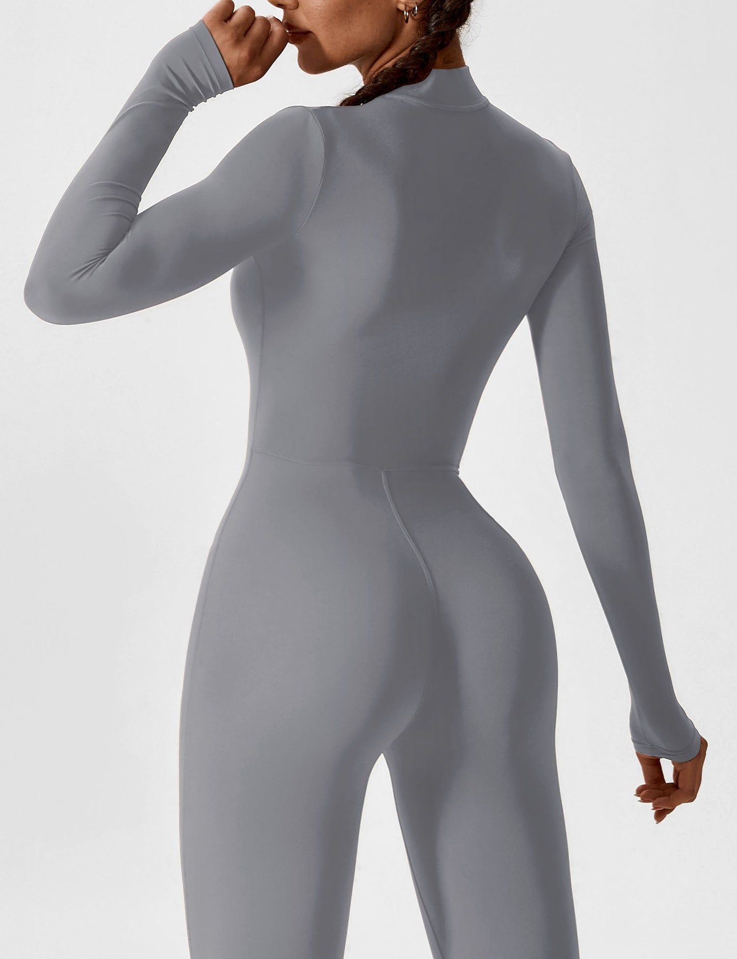 Tebeary Long Sleeve/ Short Sleeve Zipper Jumpsuit