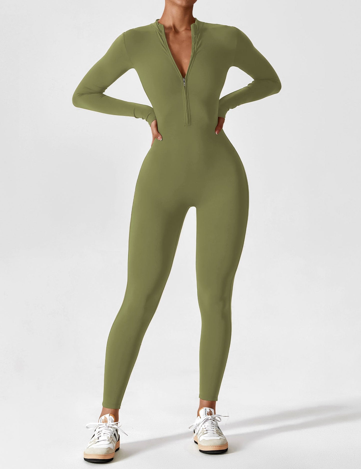Tebeary Long Sleeve/ Short Sleeve Zipper Jumpsuit