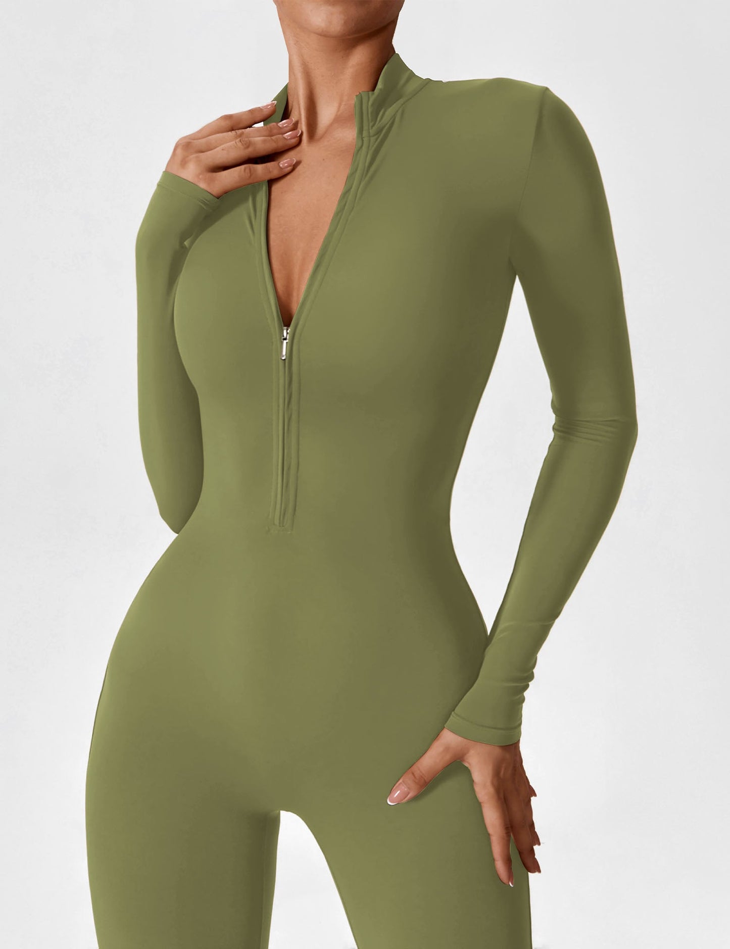 Tebeary Long Sleeve/ Short Sleeve Zipper Jumpsuit