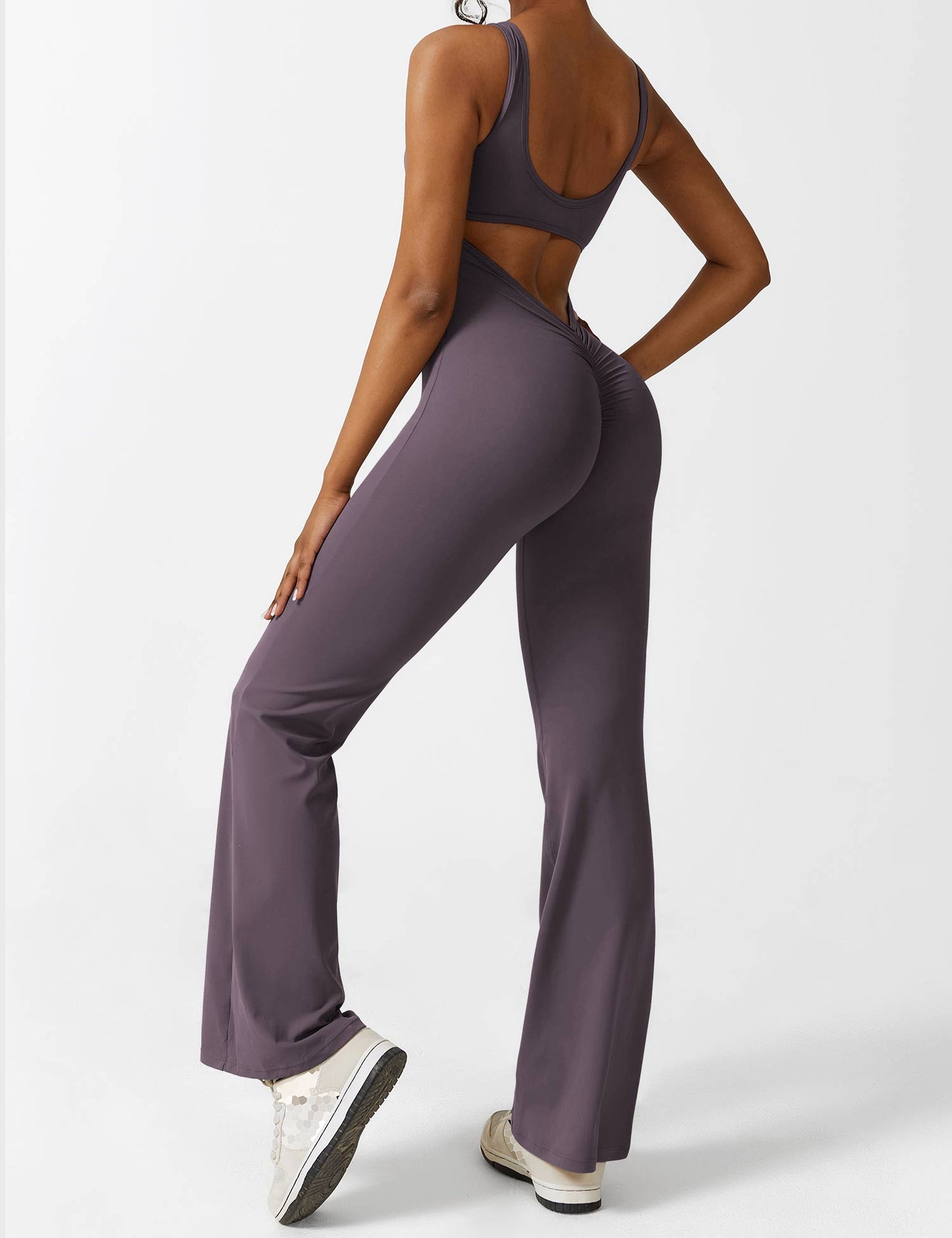 Tebeary V-Back Flared Jumpsuit